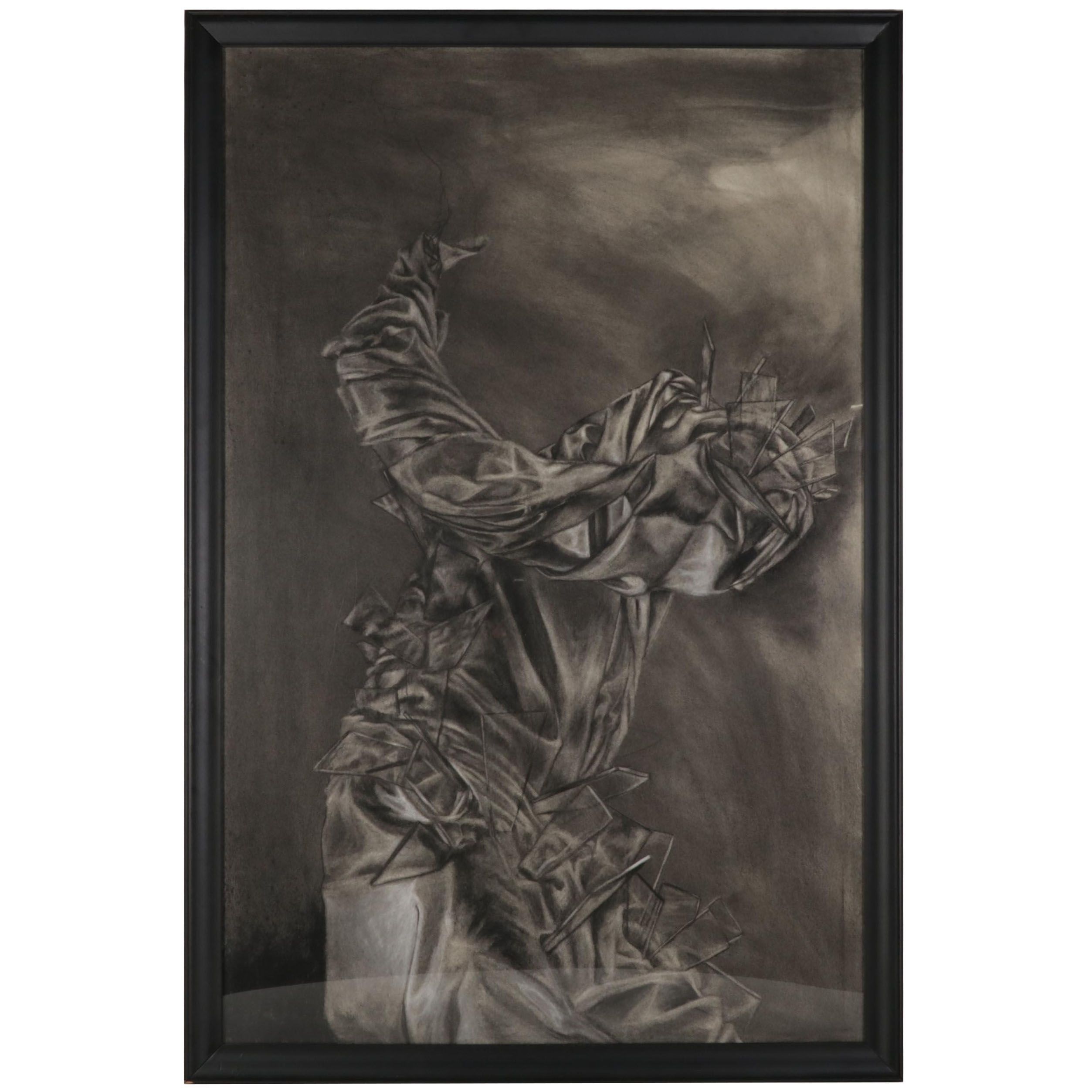 Katie Niewierski Charcoal and Conté Drawing "Still Life With Glass," 2006