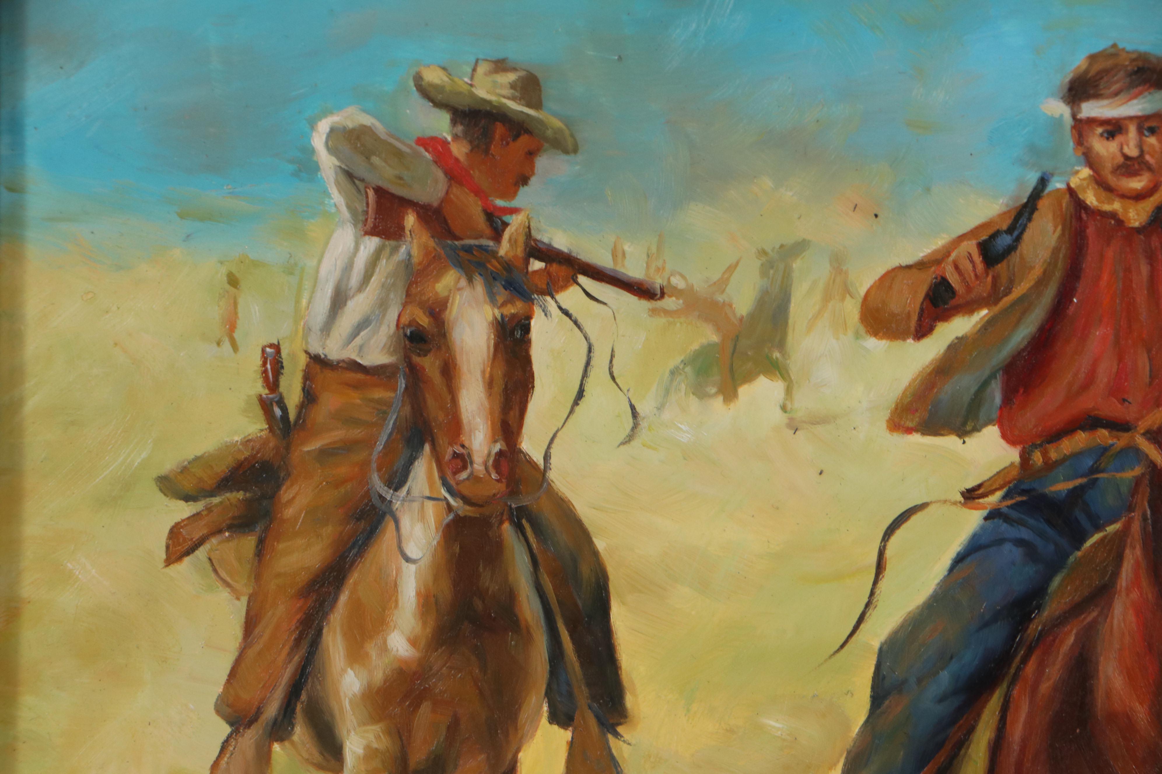 Wild West Scene Oil Painting