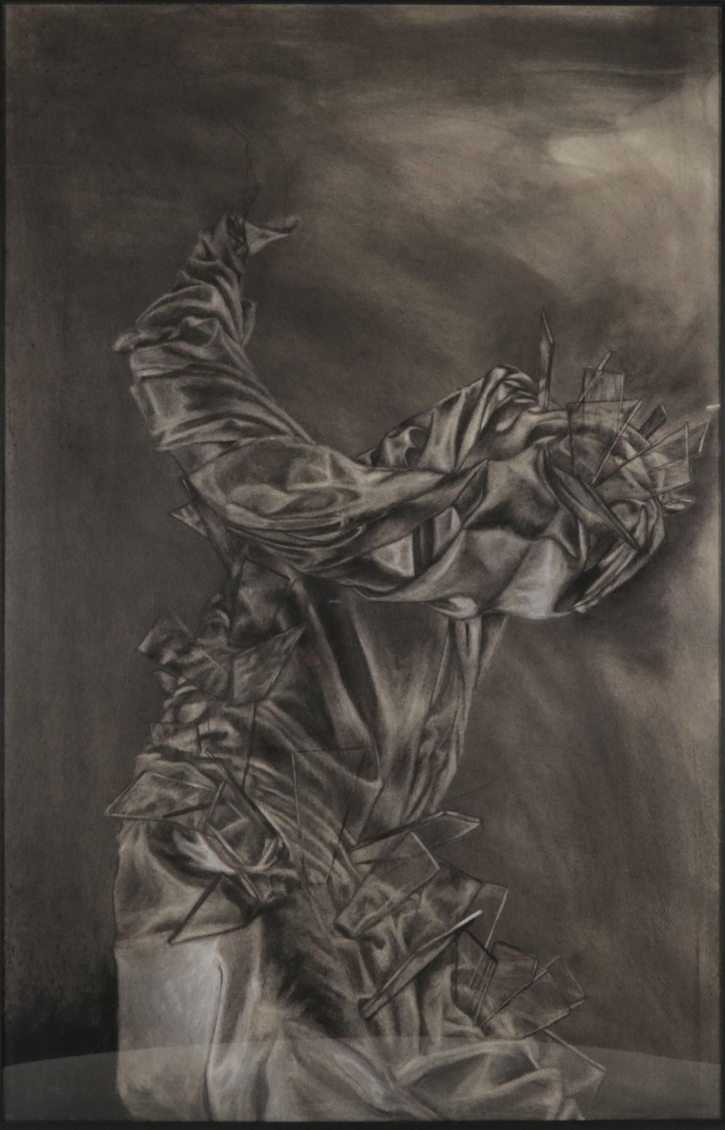 Katie Niewierski Charcoal and Conté Drawing "Still Life With Glass," 2006