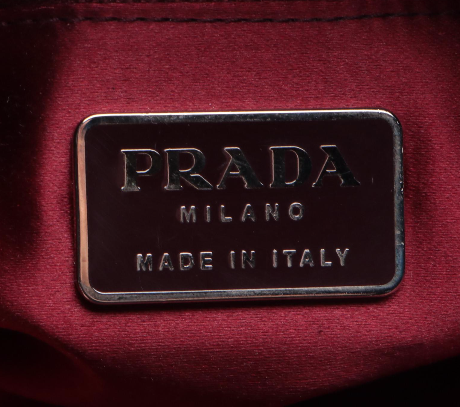 Prada Shoulder Bag in Tan and Burgundy Leather