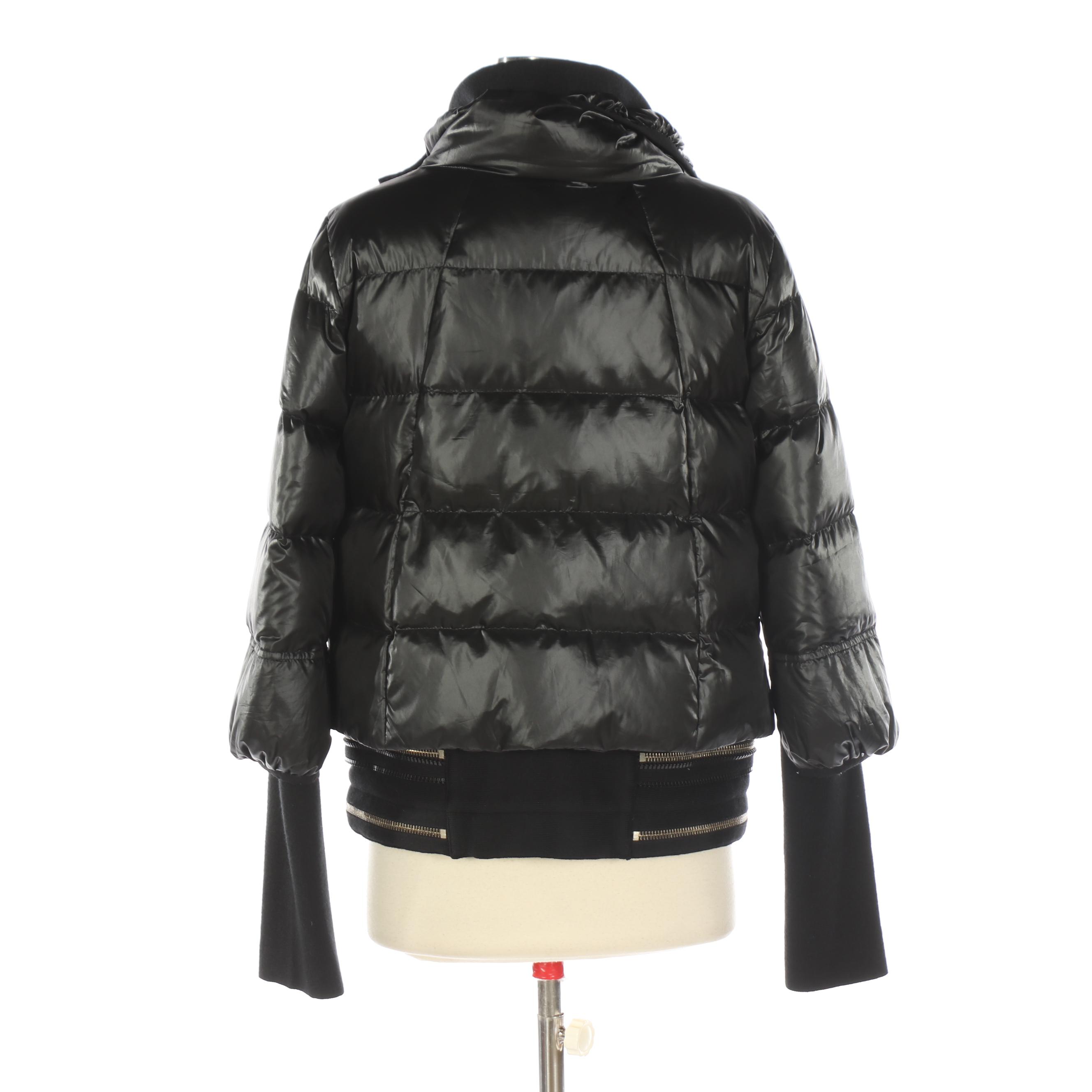 Insun Quilted Down Coat with Exposed Zipper Detail
