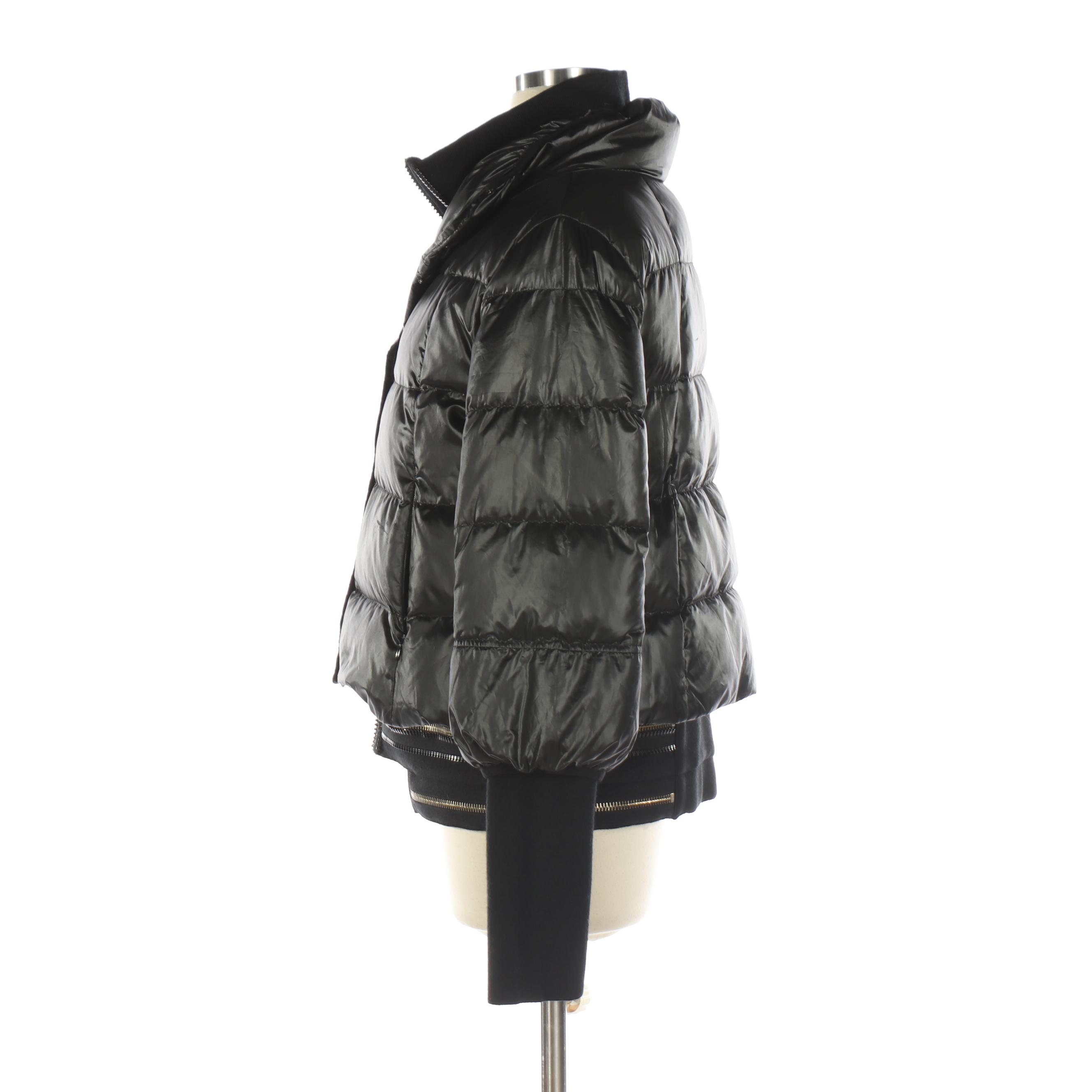 Insun Quilted Down Coat with Exposed Zipper Detail