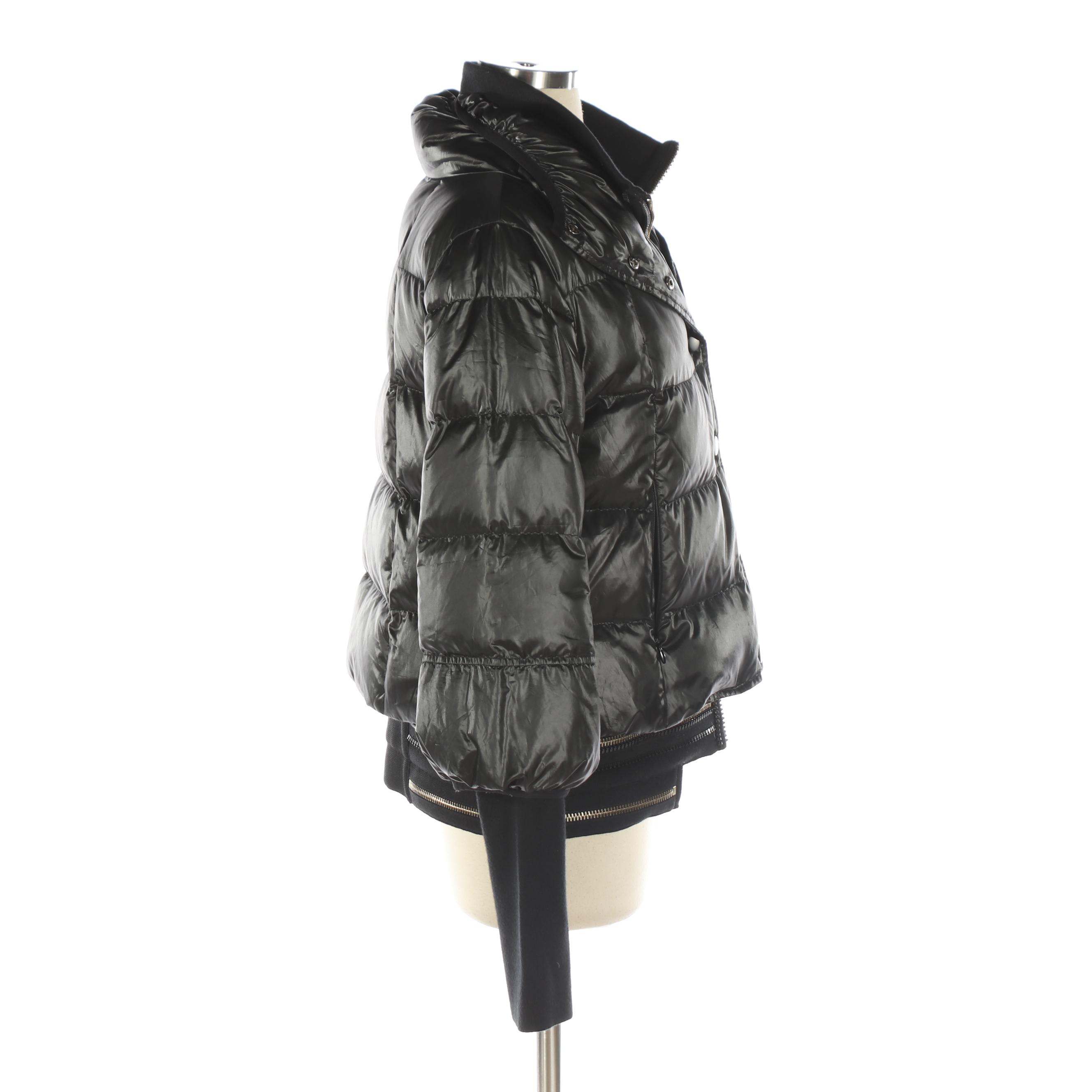 Insun Quilted Down Coat with Exposed Zipper Detail