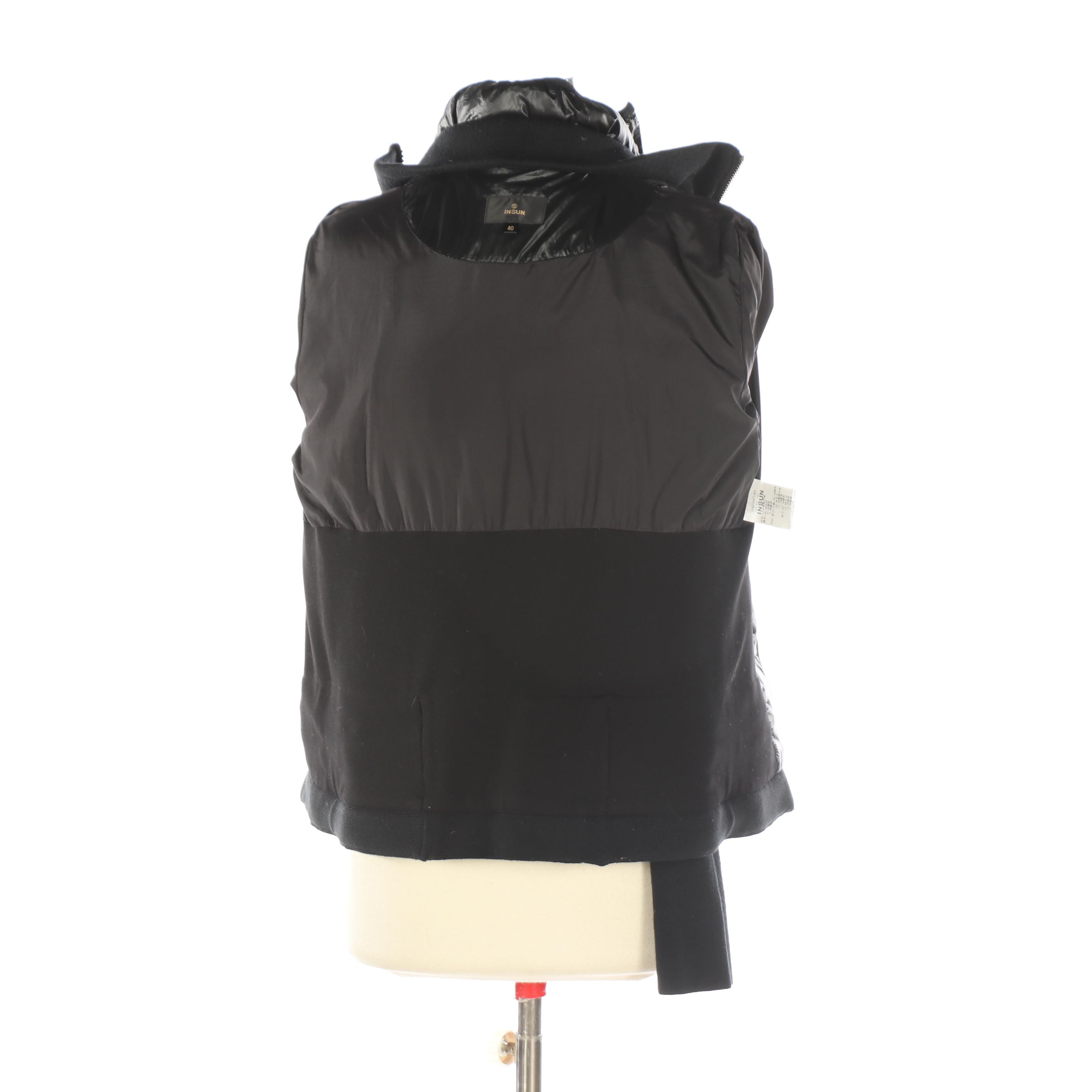 Insun Quilted Down Coat with Exposed Zipper Detail