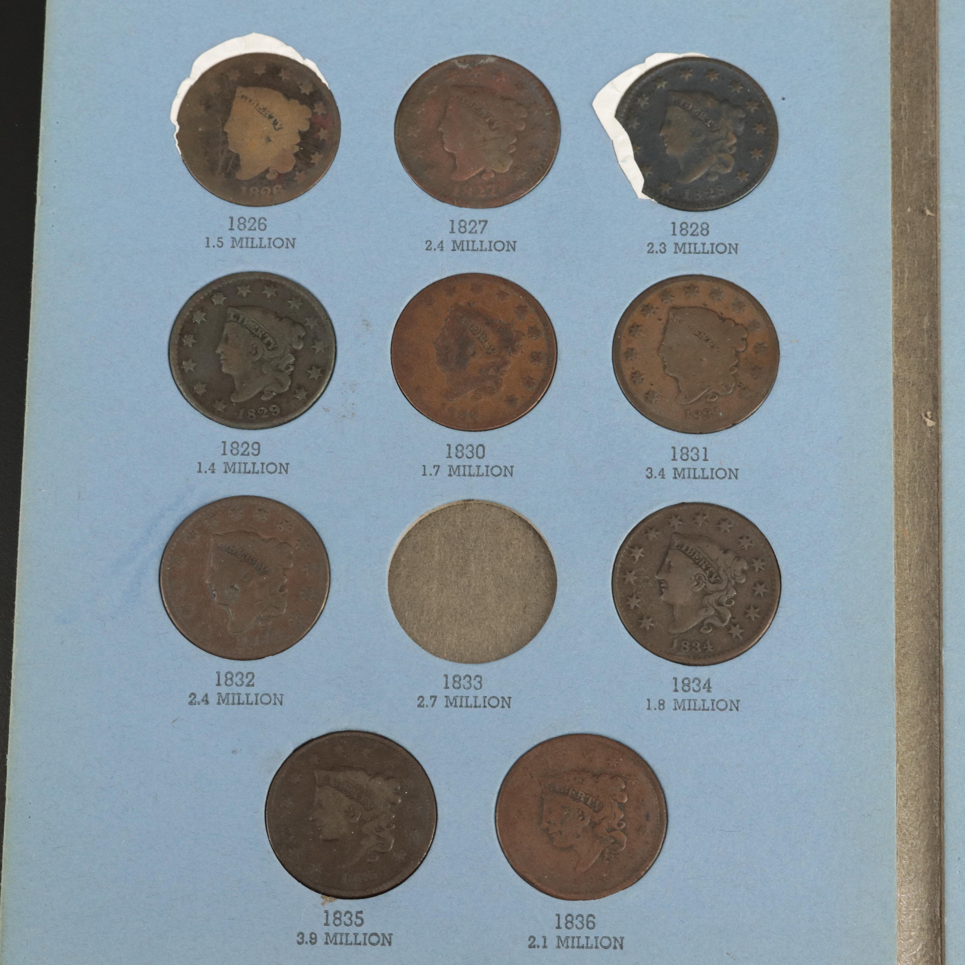 U.S. Large Cent Collection from 1826-1857