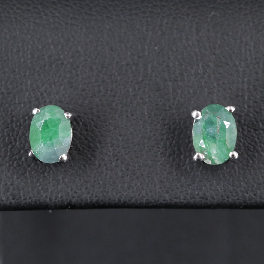 Sterling Silver Emerald Stud Earrings