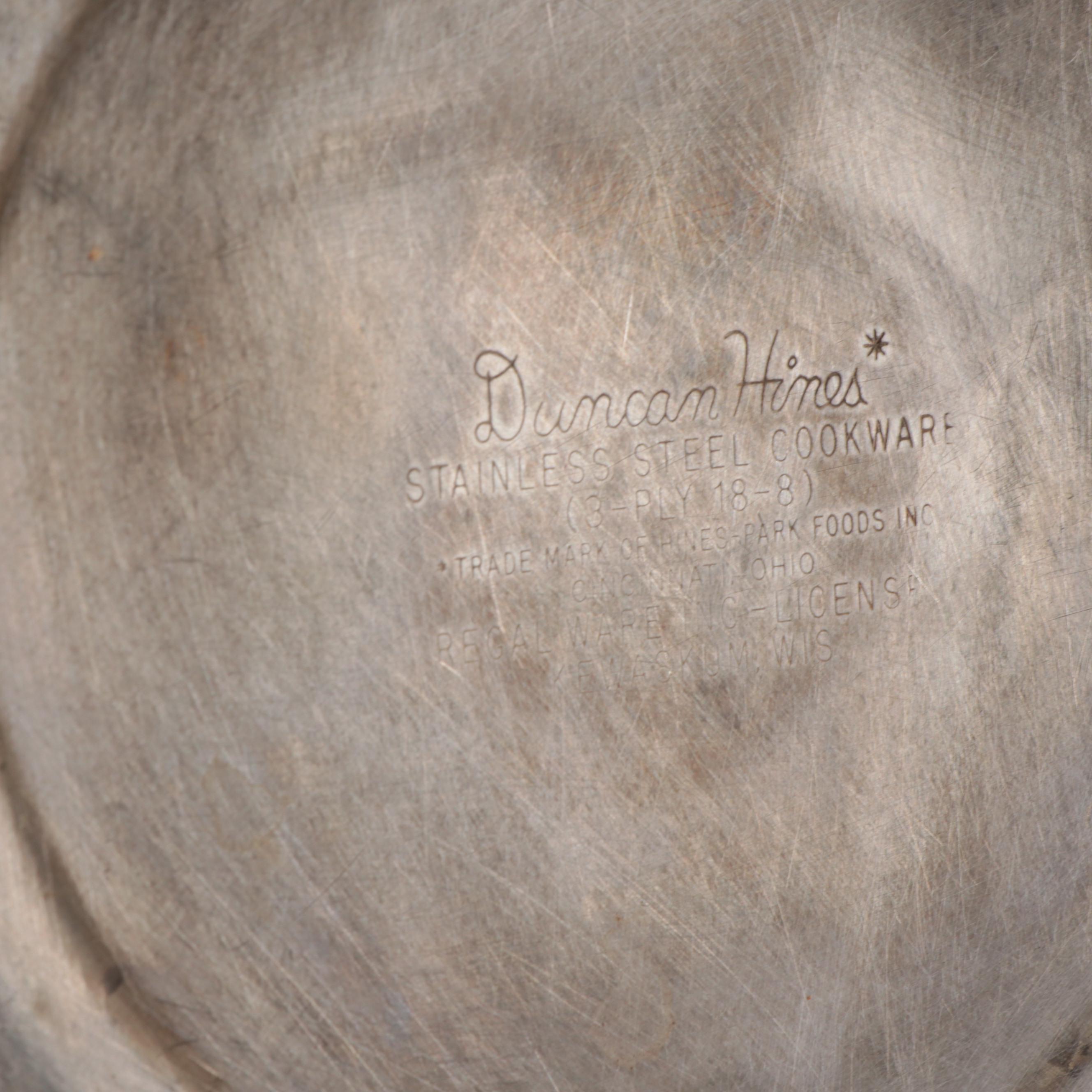 Duncan Hines  and Other Stainless Steel Pots and Pans, Mid to Late 20th Century