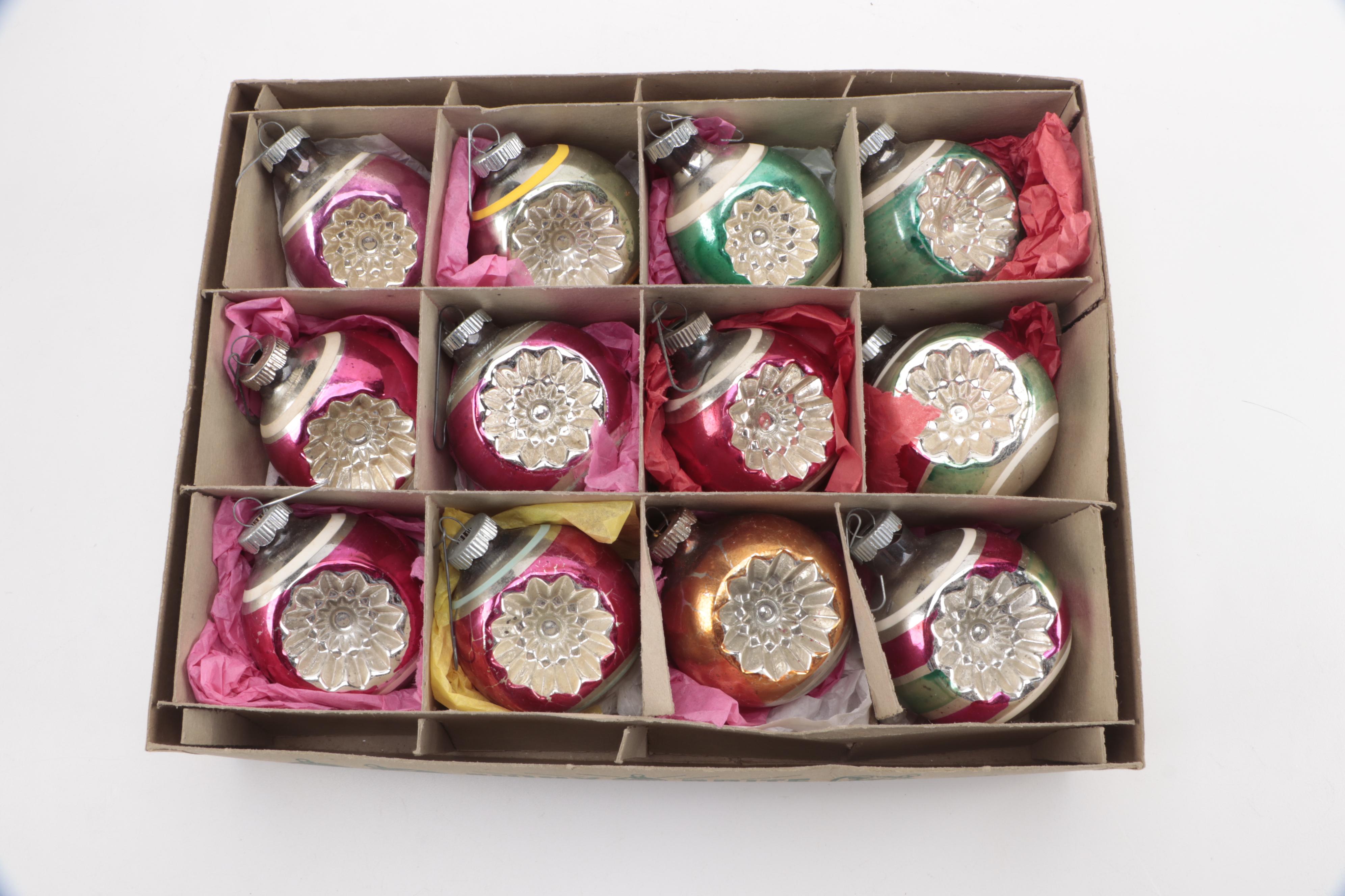 Glass Christmas Ornaments Featuring Max Eckardt & Sons, Mid to Late 20th Century