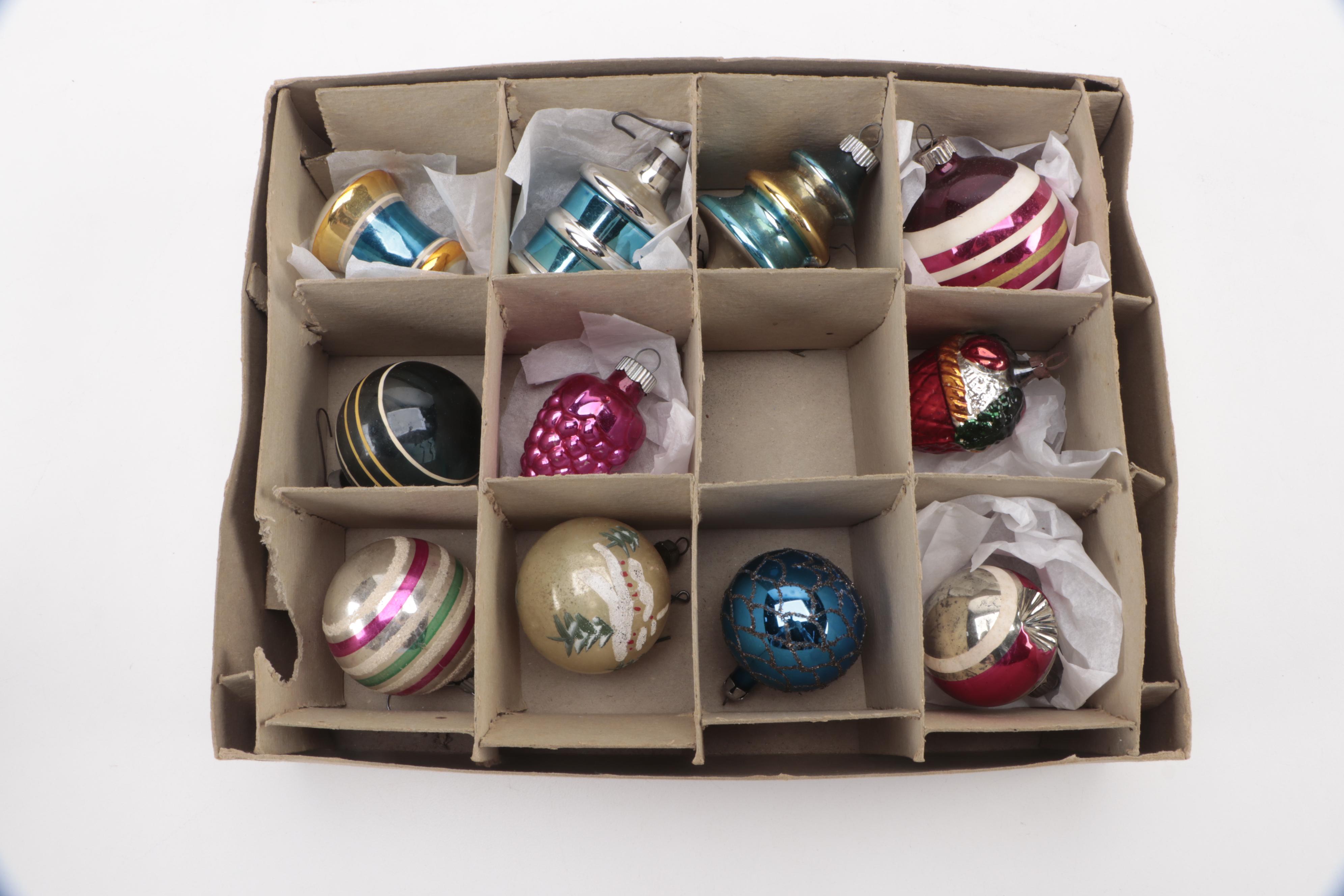 Glass Christmas Ornaments Featuring Max Eckardt & Sons, Mid to Late 20th Century