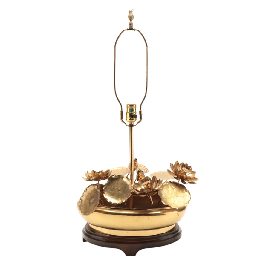 Brass Lotus Bowl Table Lamp