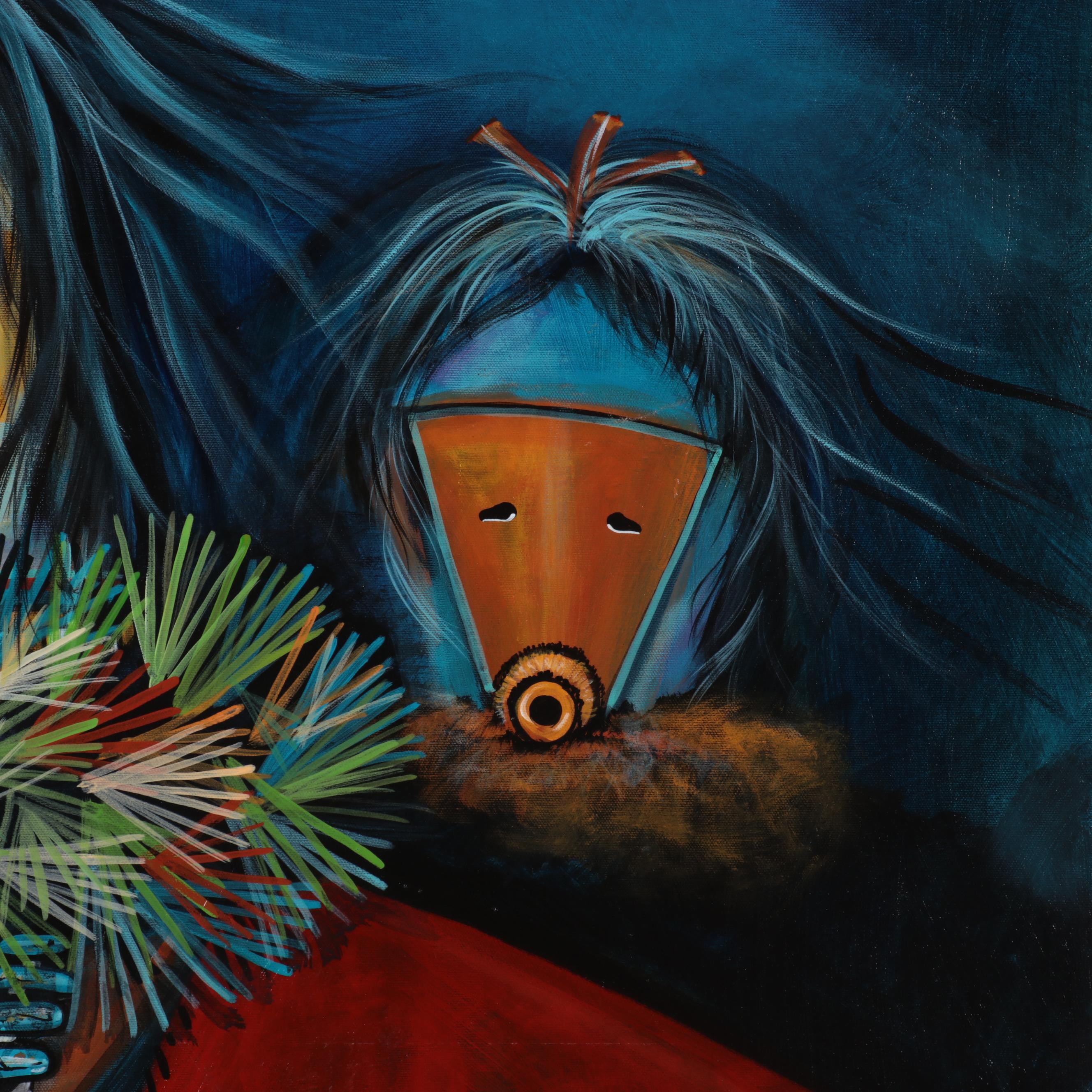 Randall Sahmie Oil Painting of Katsina Figures, 2005