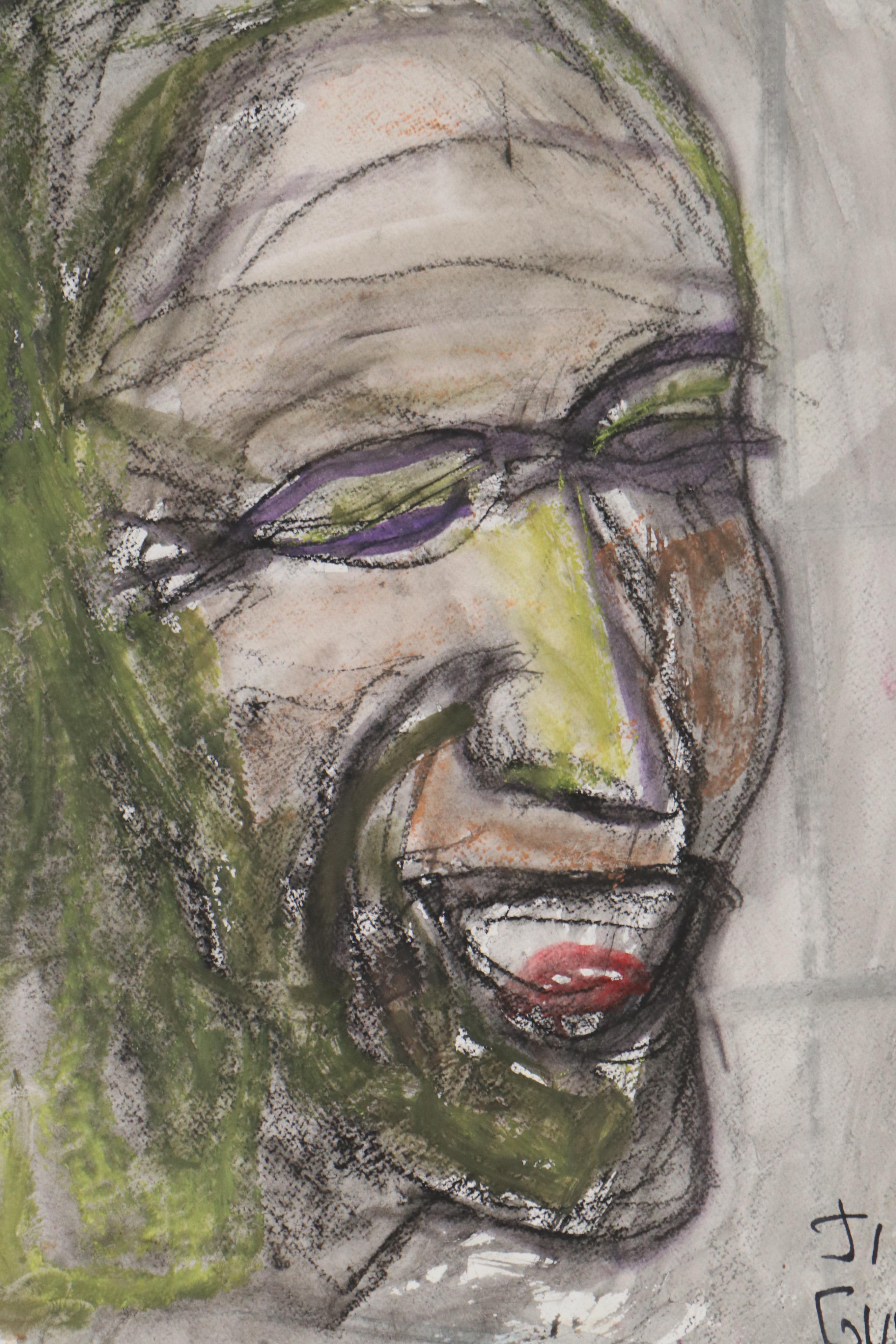 Jim Guest Abstract Portrait Mixed Media Drawing