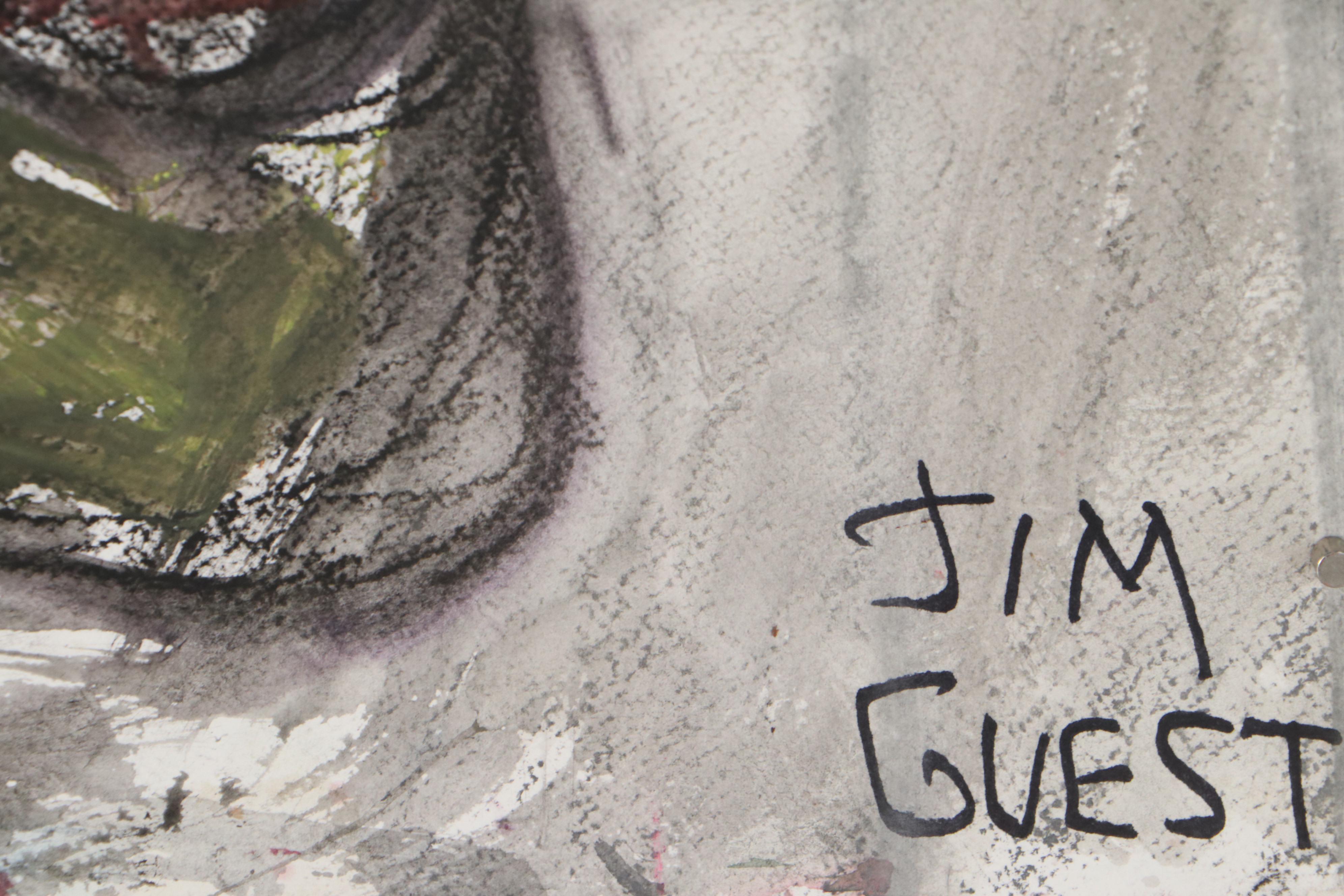 Jim Guest Abstract Portrait Mixed Media Drawing