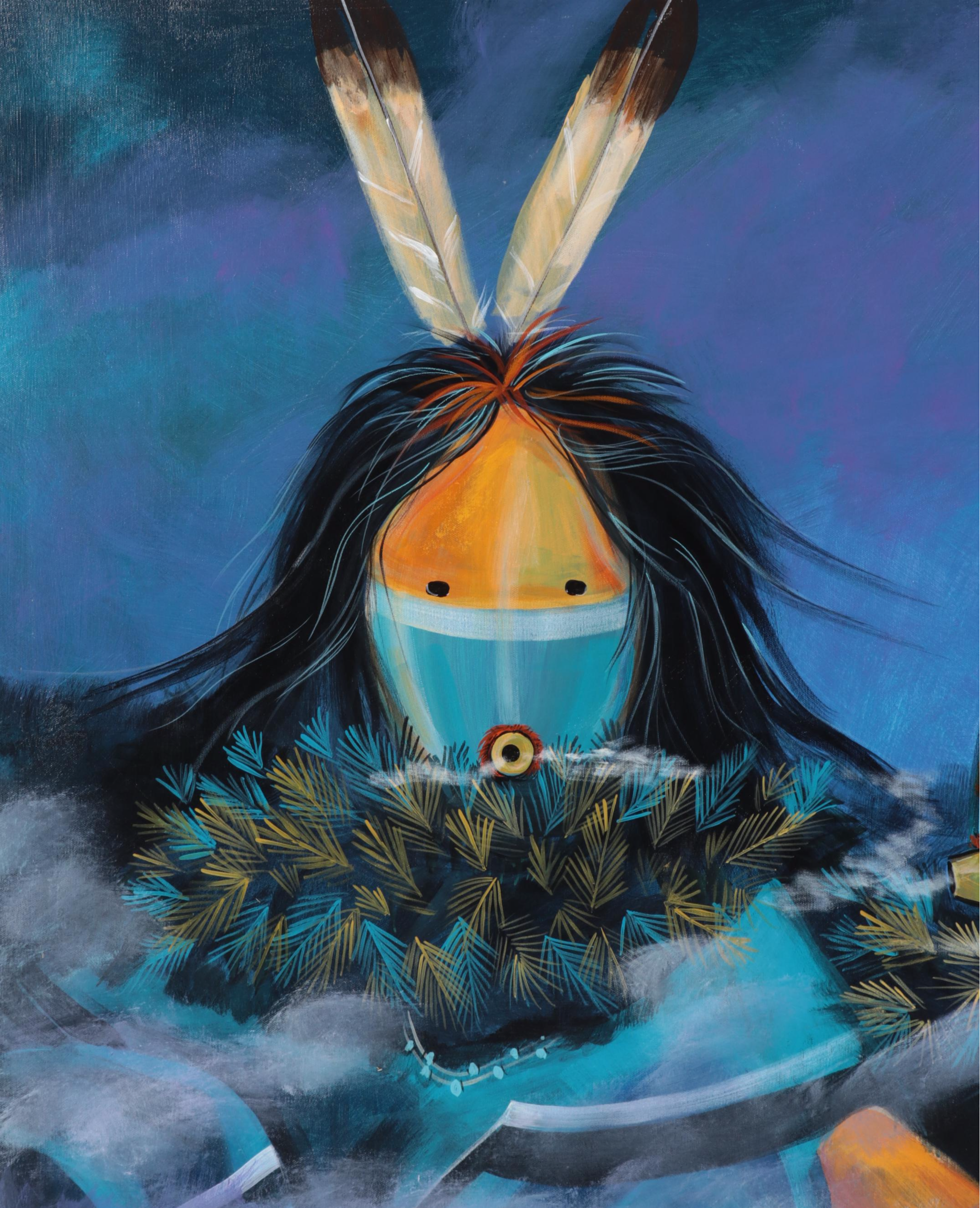 Randall Sahmie Oil Painting of Katsina Figures, 2009