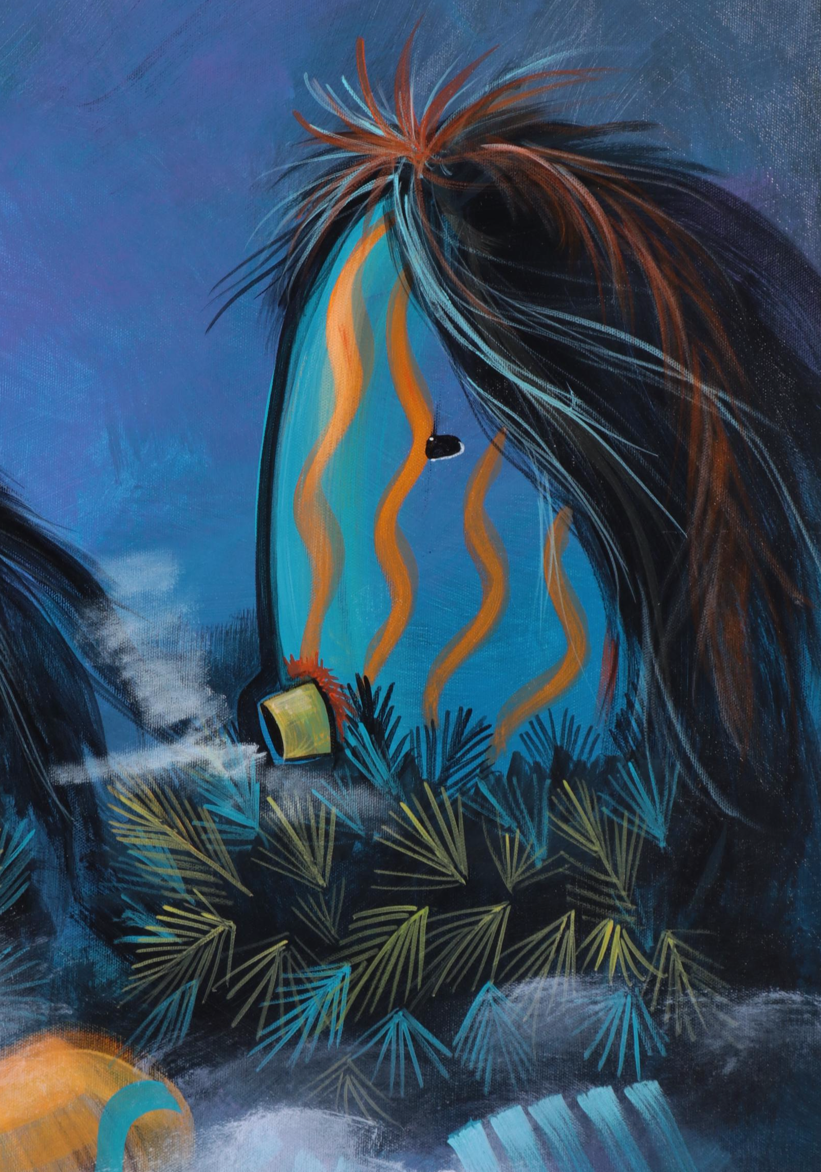 Randall Sahmie Oil Painting of Katsina Figures, 2009