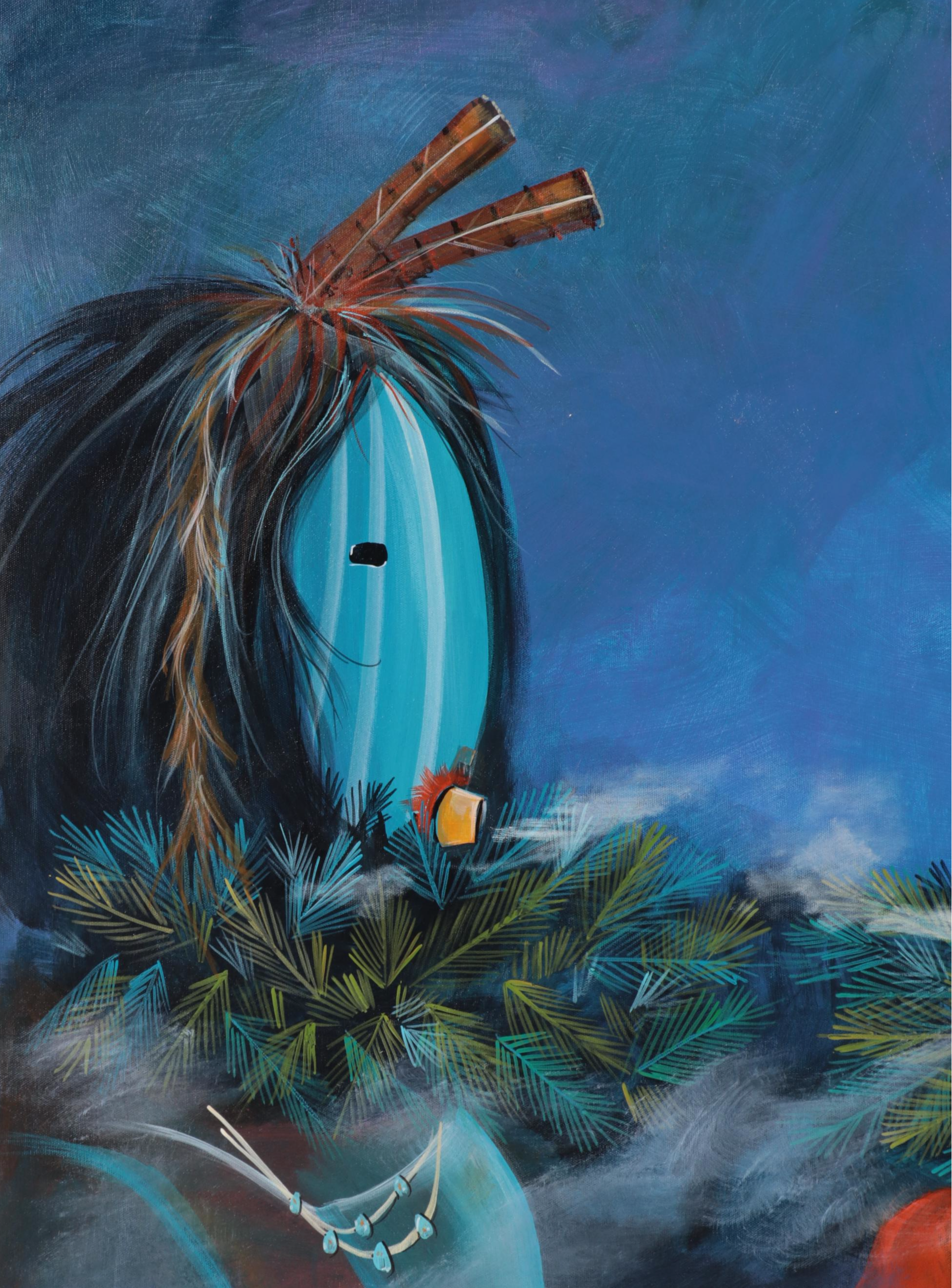 Randall Sahmie Oil Painting of Hopi Katsina Figures, 2004