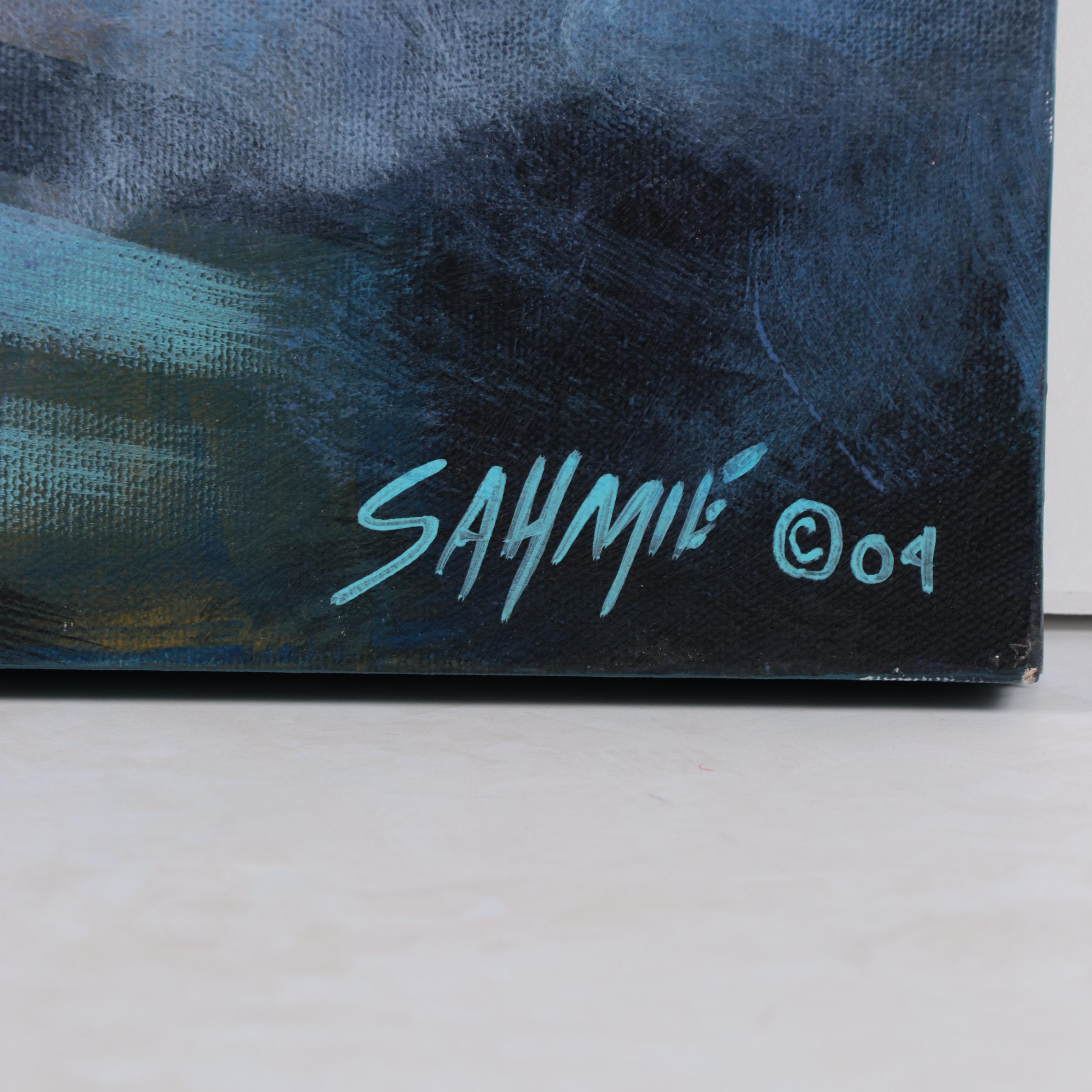 Randall Sahmie Oil Painting of Hopi Katsina Figures, 2004