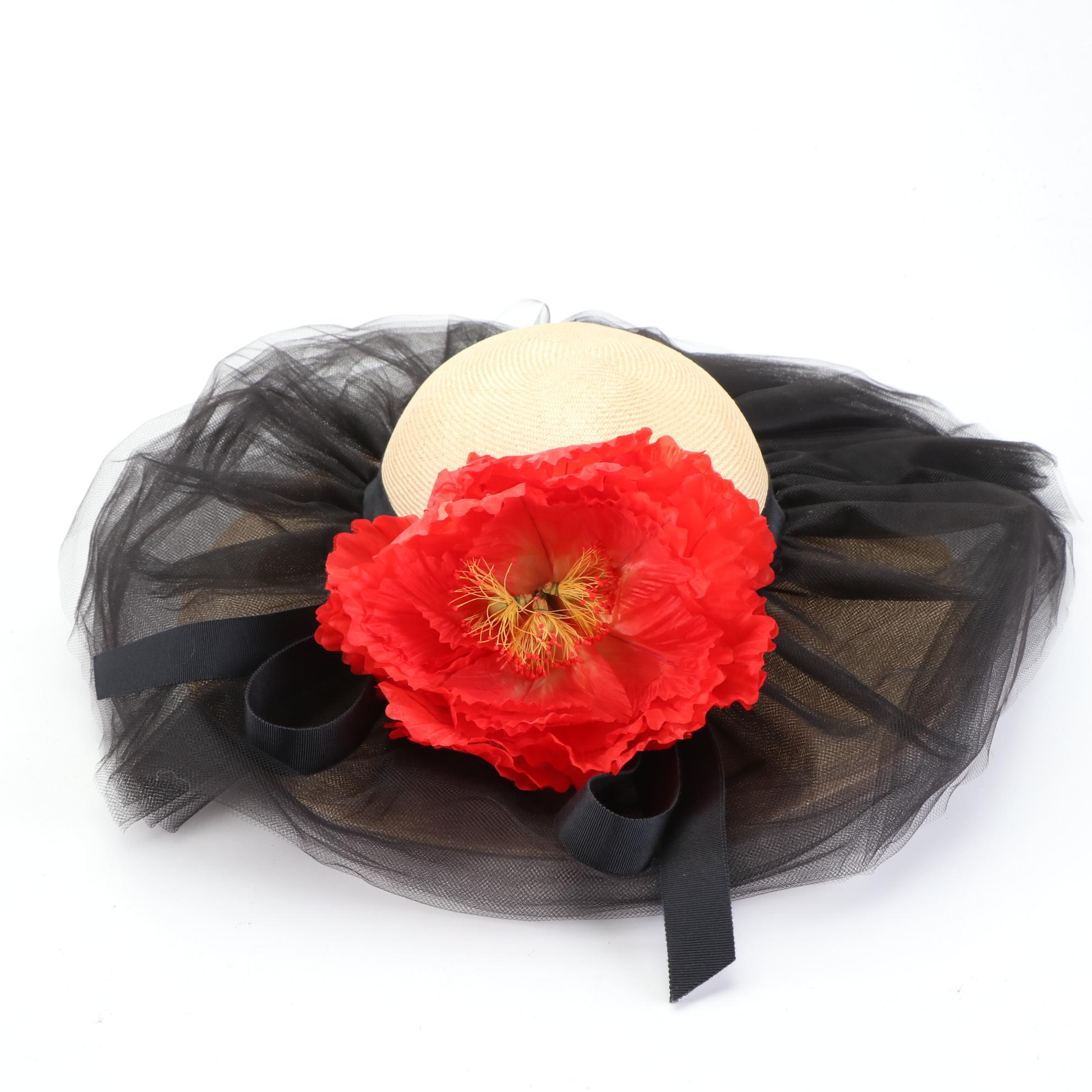 Jack McConnell Boutique Tulle Hat and Bellini Wide Brim Hat with Box