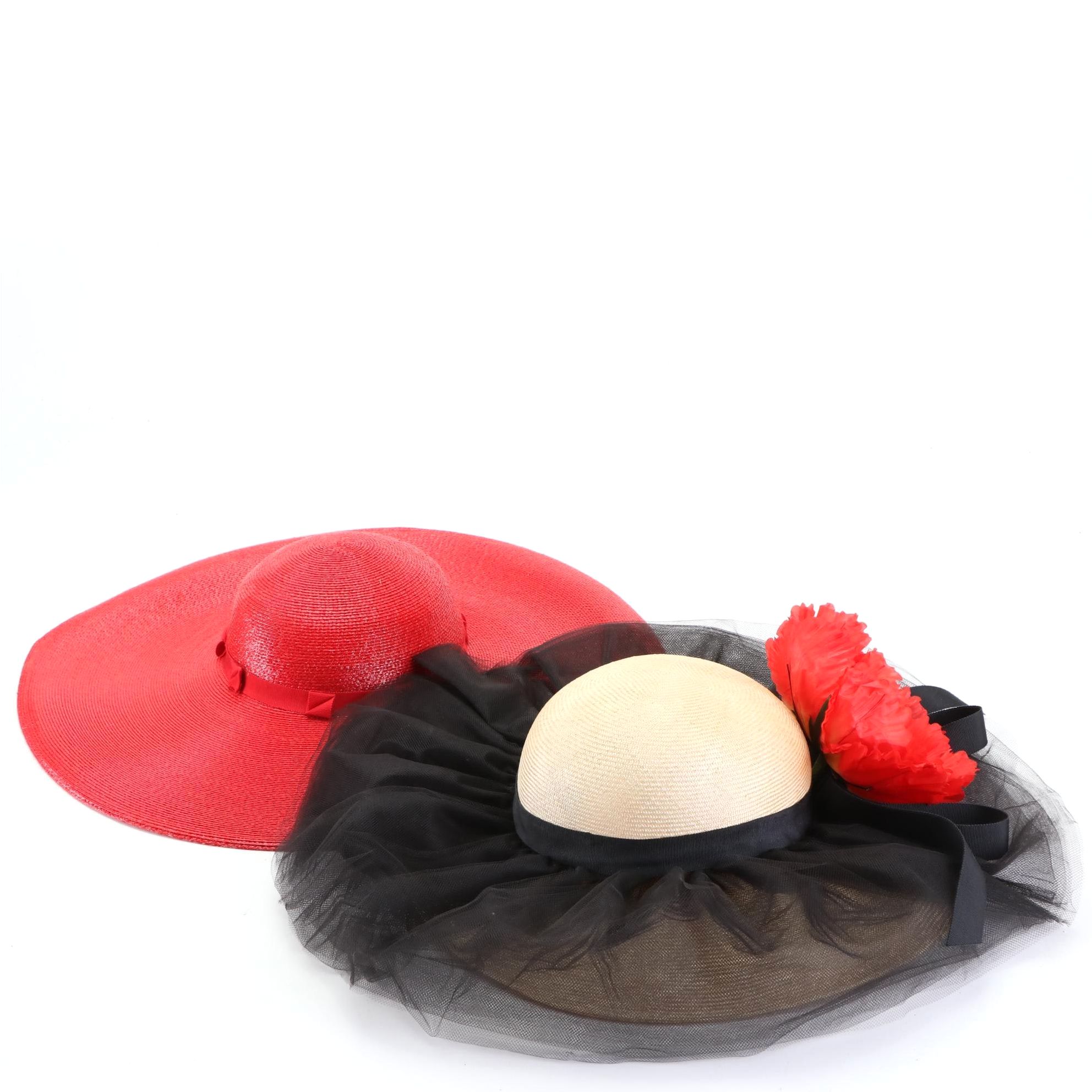 Jack McConnell Boutique Tulle Hat and Bellini Wide Brim Hat with Box