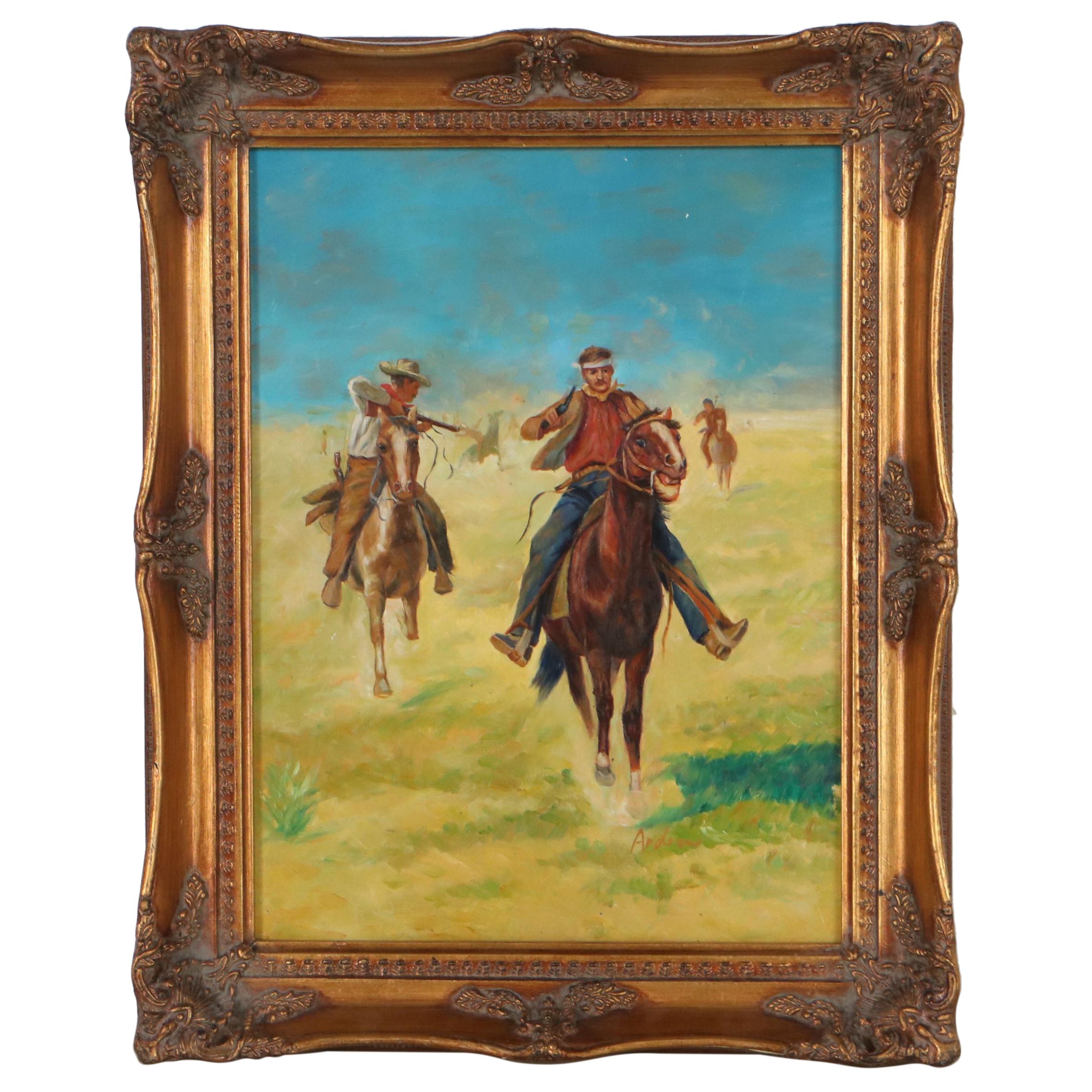 Wild West Scene Oil Painting