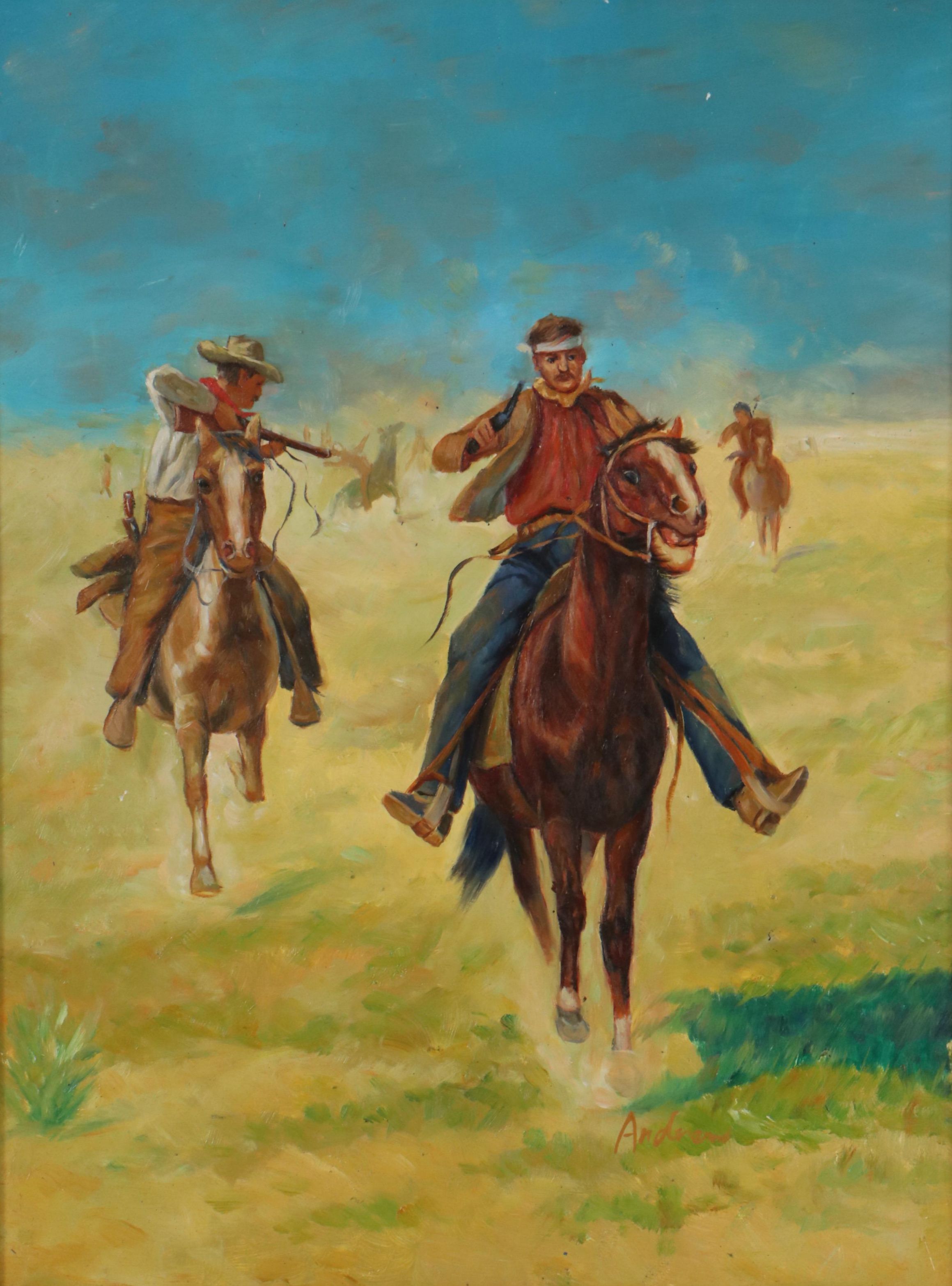 Wild West Scene Oil Painting