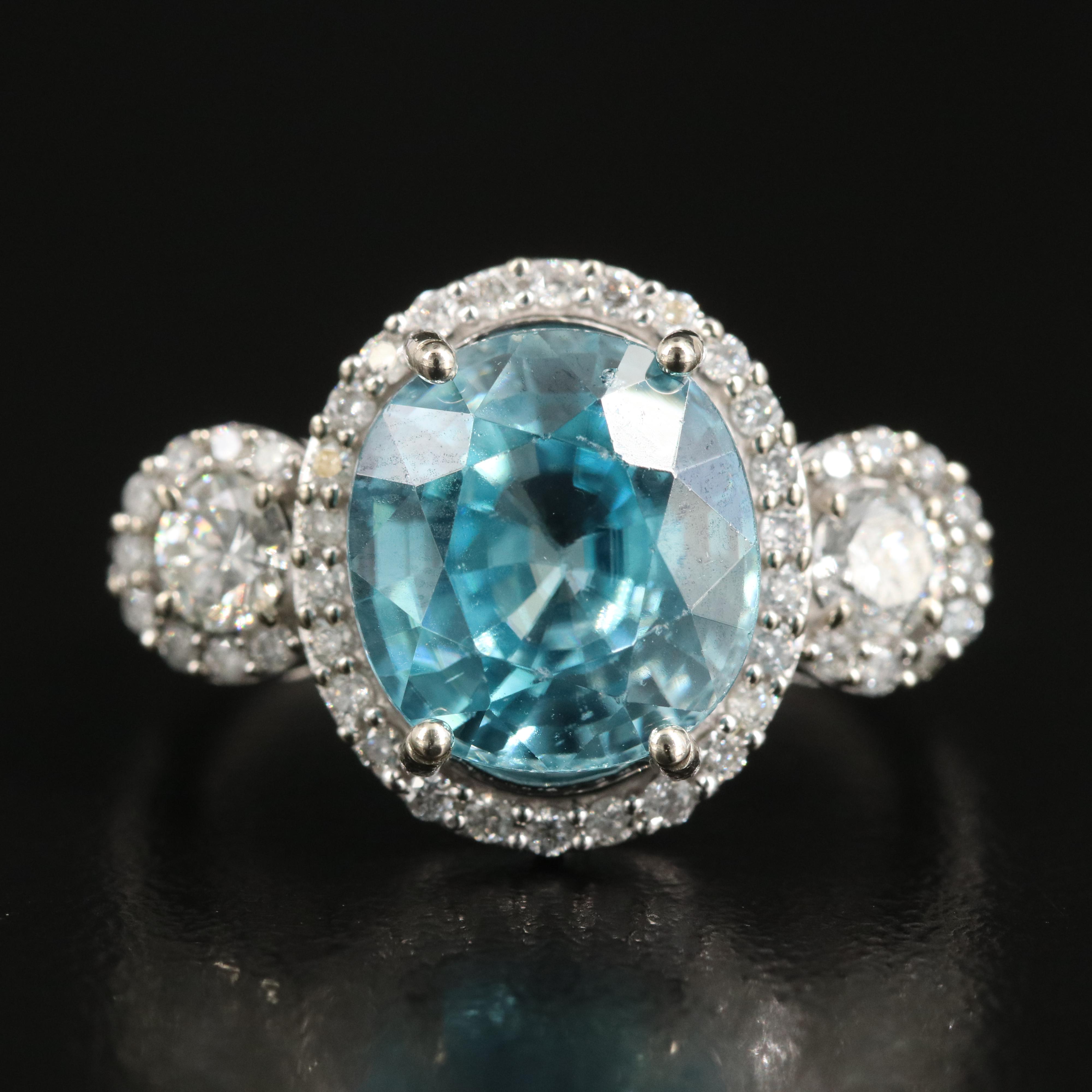 14K Zircon and Diamond Ring