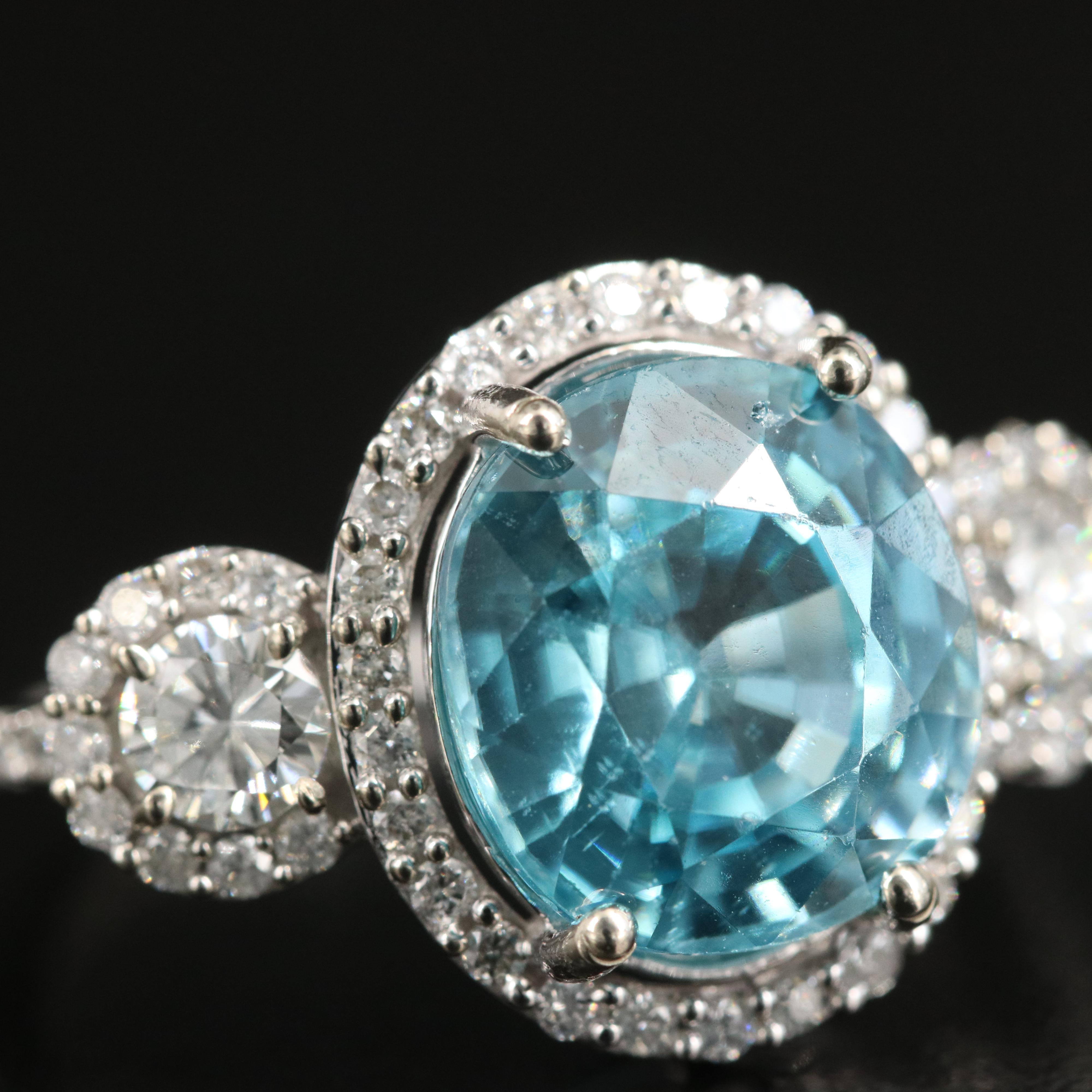 14K Zircon and Diamond Ring