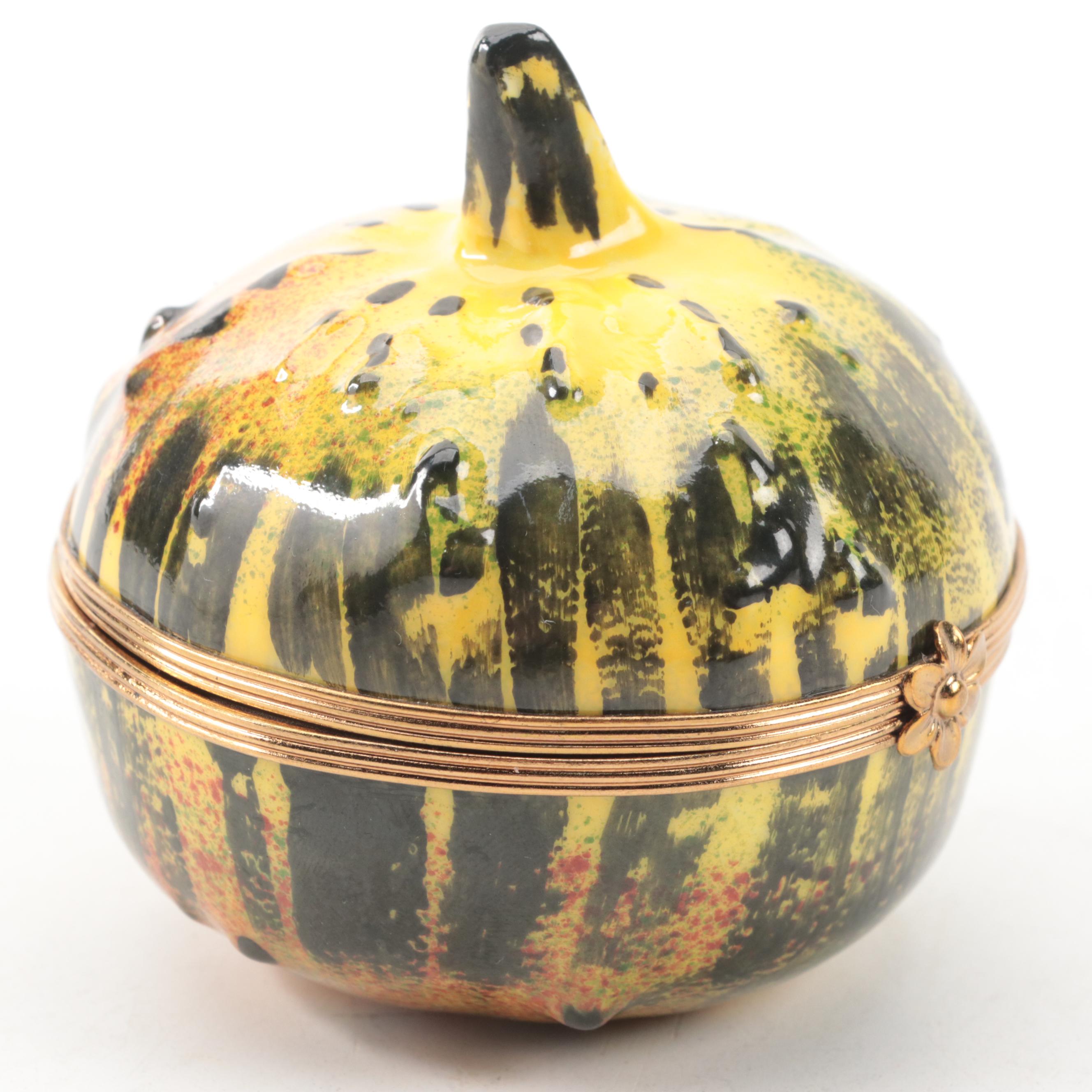 Limoges Porcelain Hand-Painted Gourd Shaped Box