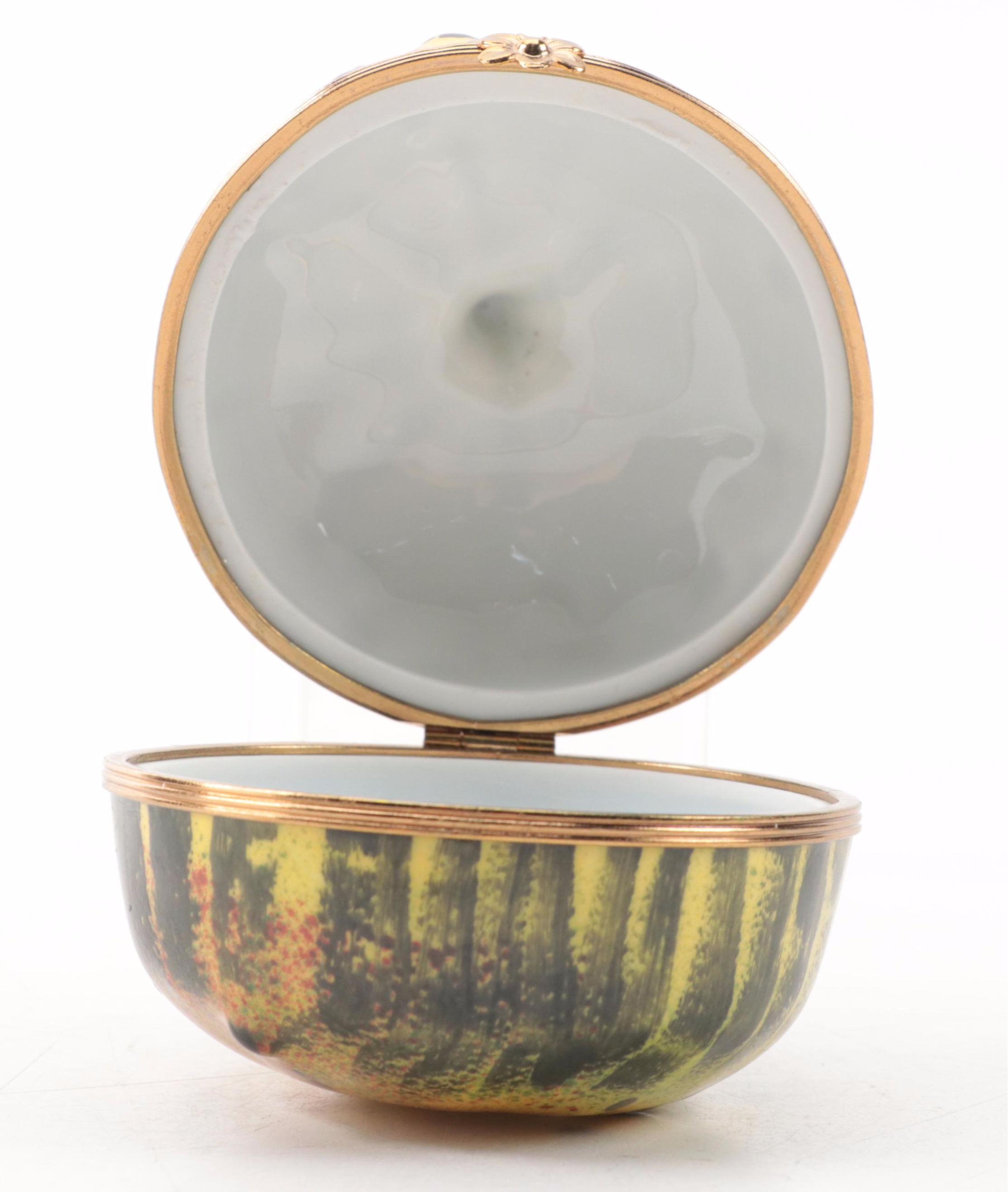 Limoges Porcelain Hand-Painted Gourd Shaped Box