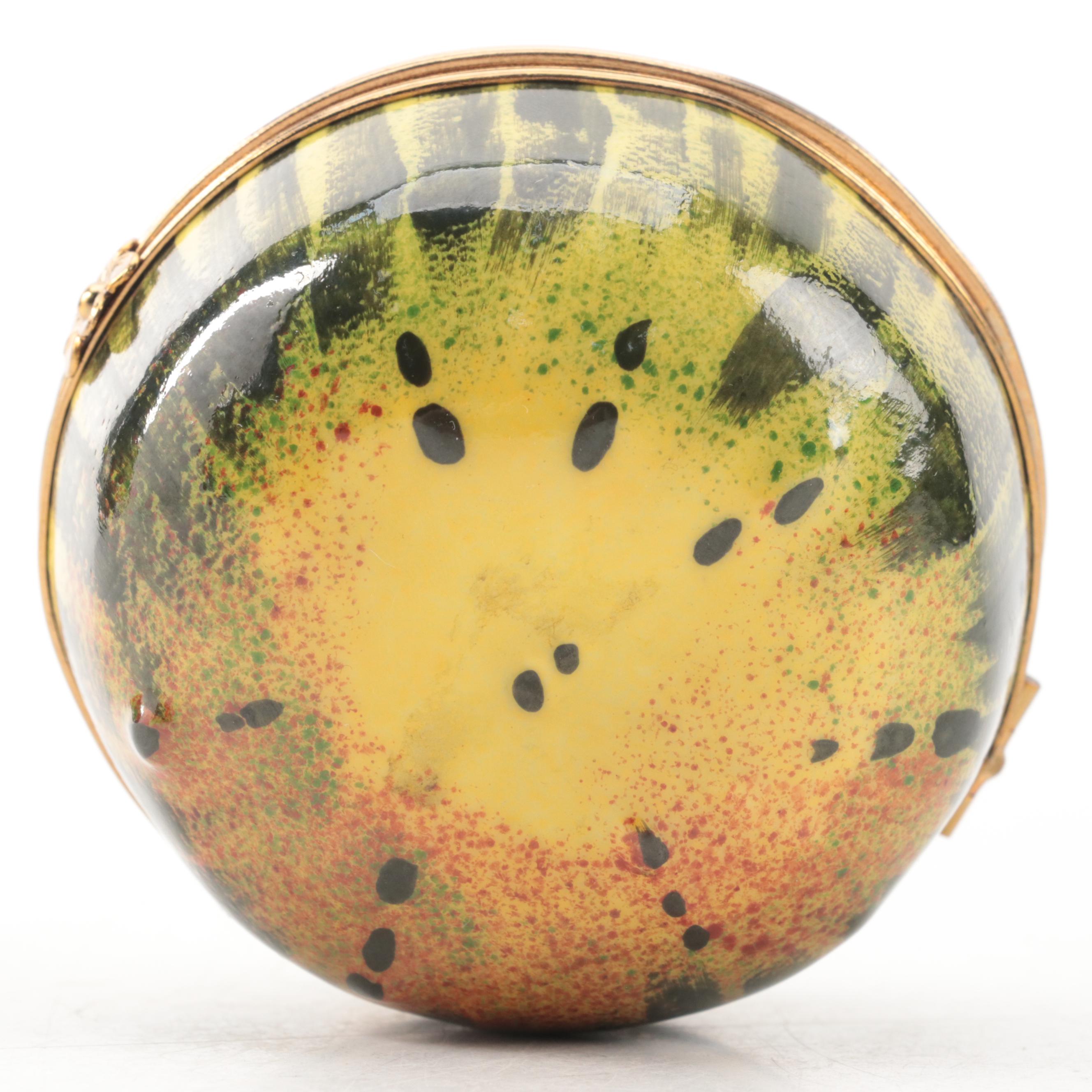 Limoges Porcelain Hand-Painted Gourd Shaped Box