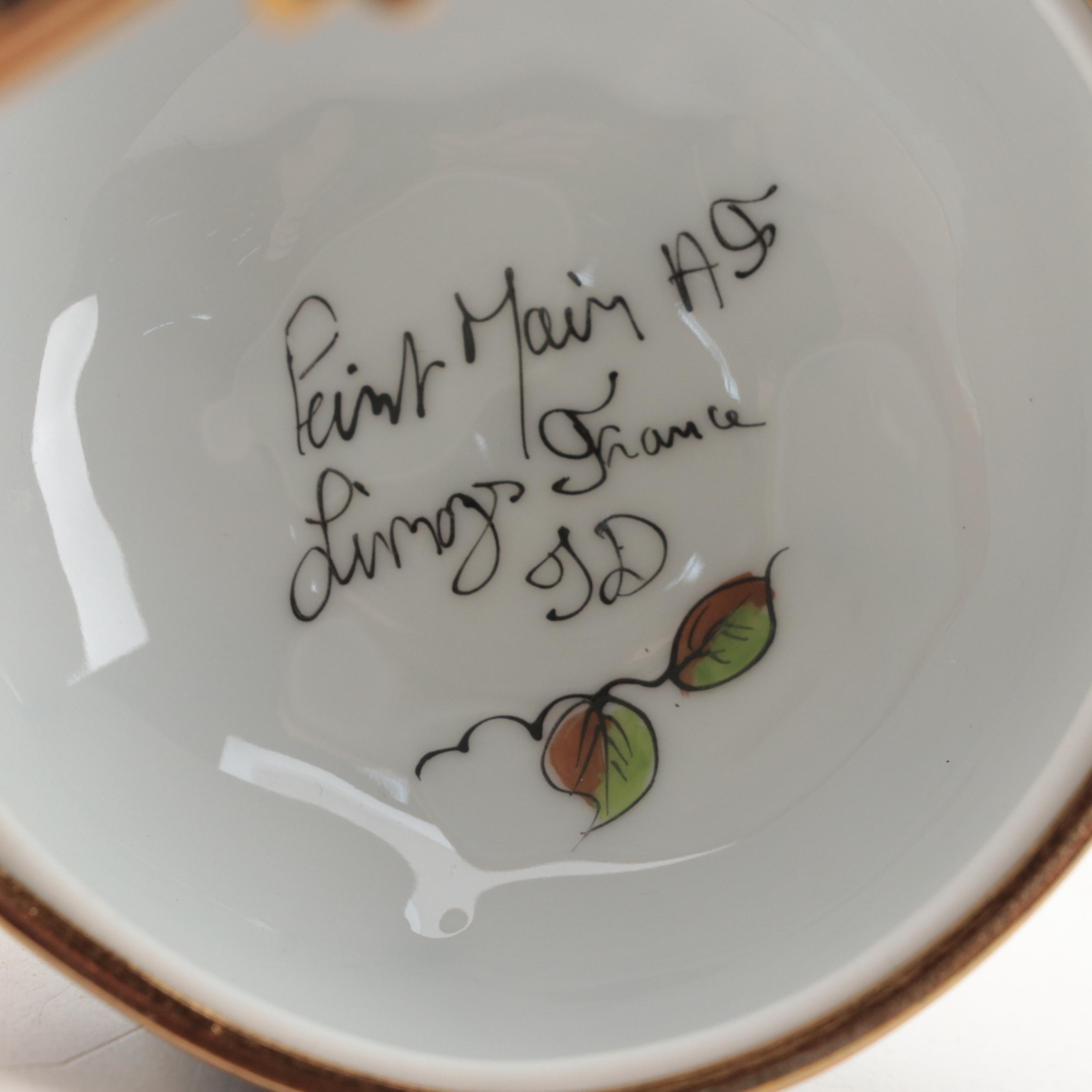 Limoges Porcelain Hand-Painted Gourd Shaped Box