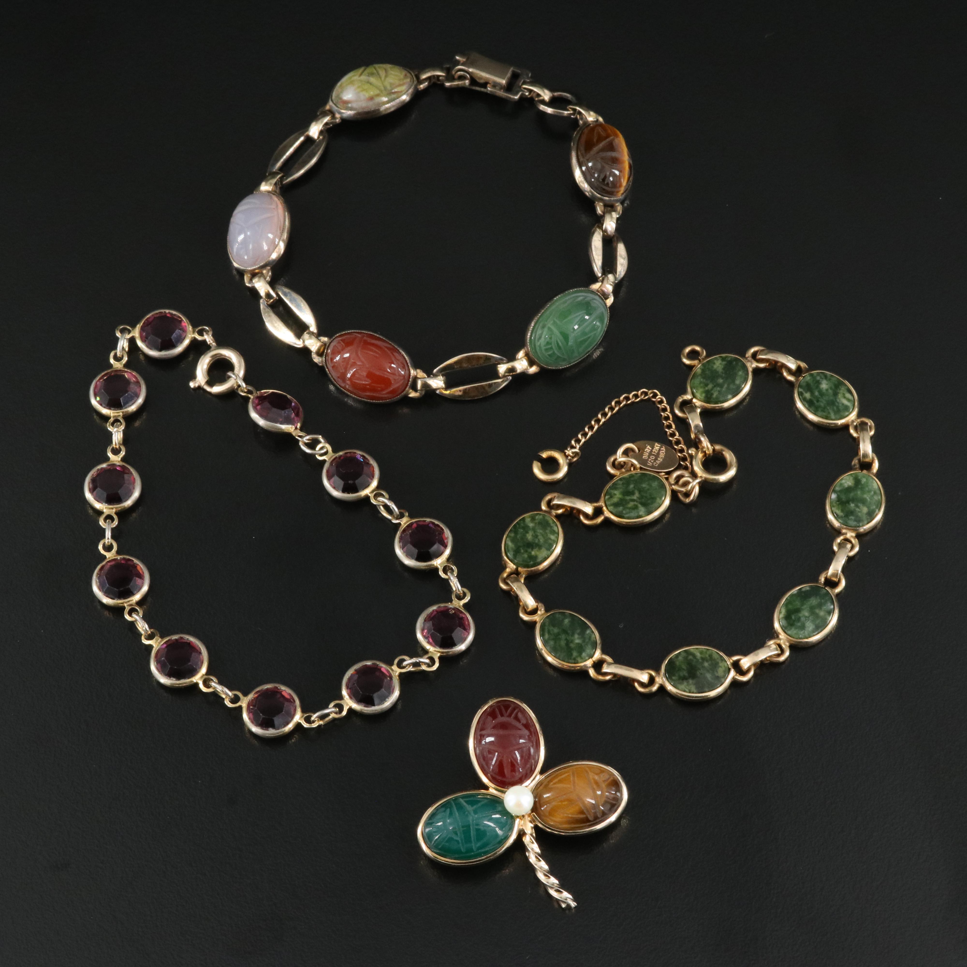 Gold-Filled Bracelets with Burt Cassell Bracelet and Brooch