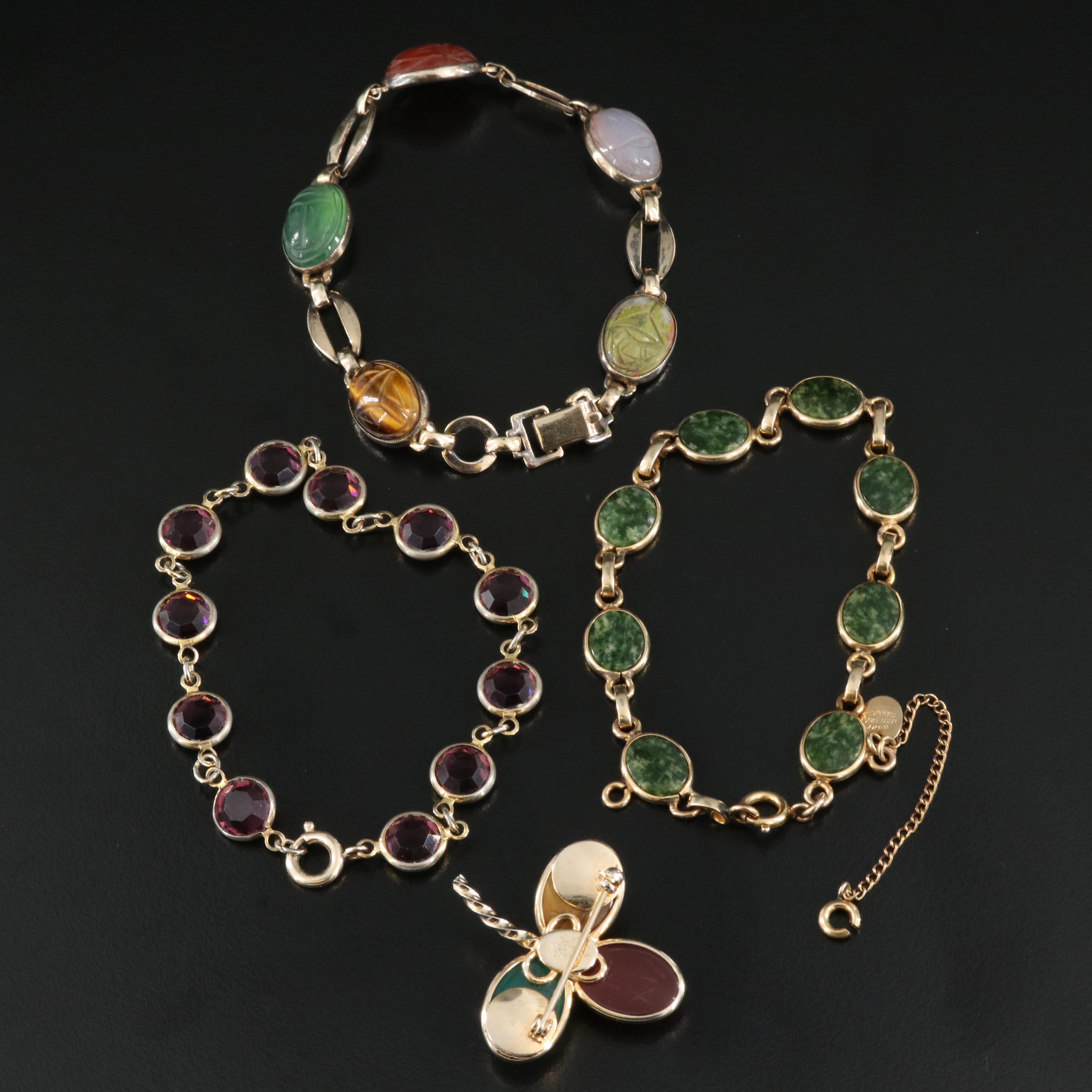 Gold-Filled Bracelets with Burt Cassell Bracelet and Brooch