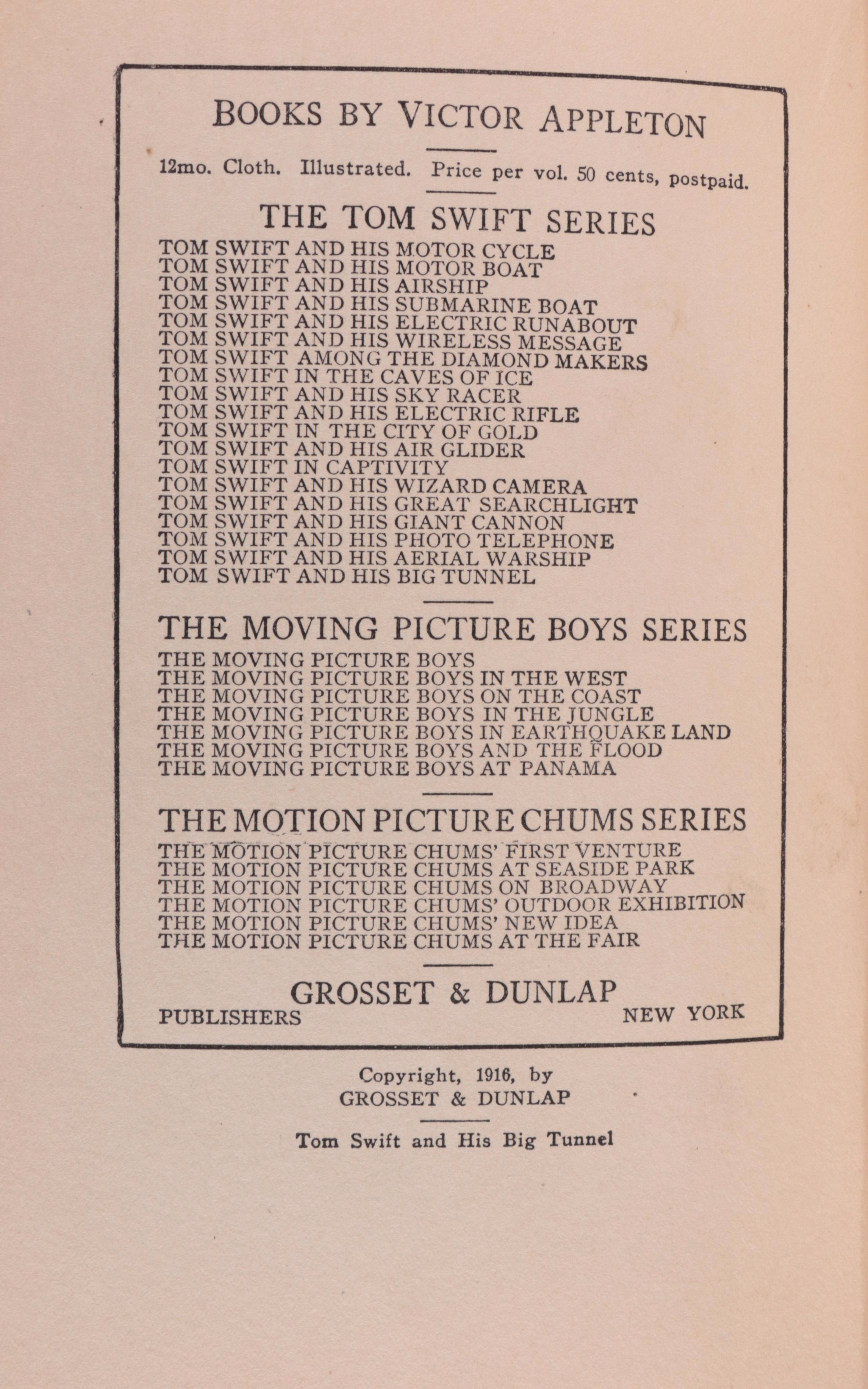"Tom Swift" Partial Series by Victor Appleton, Early/Mid-20th Century