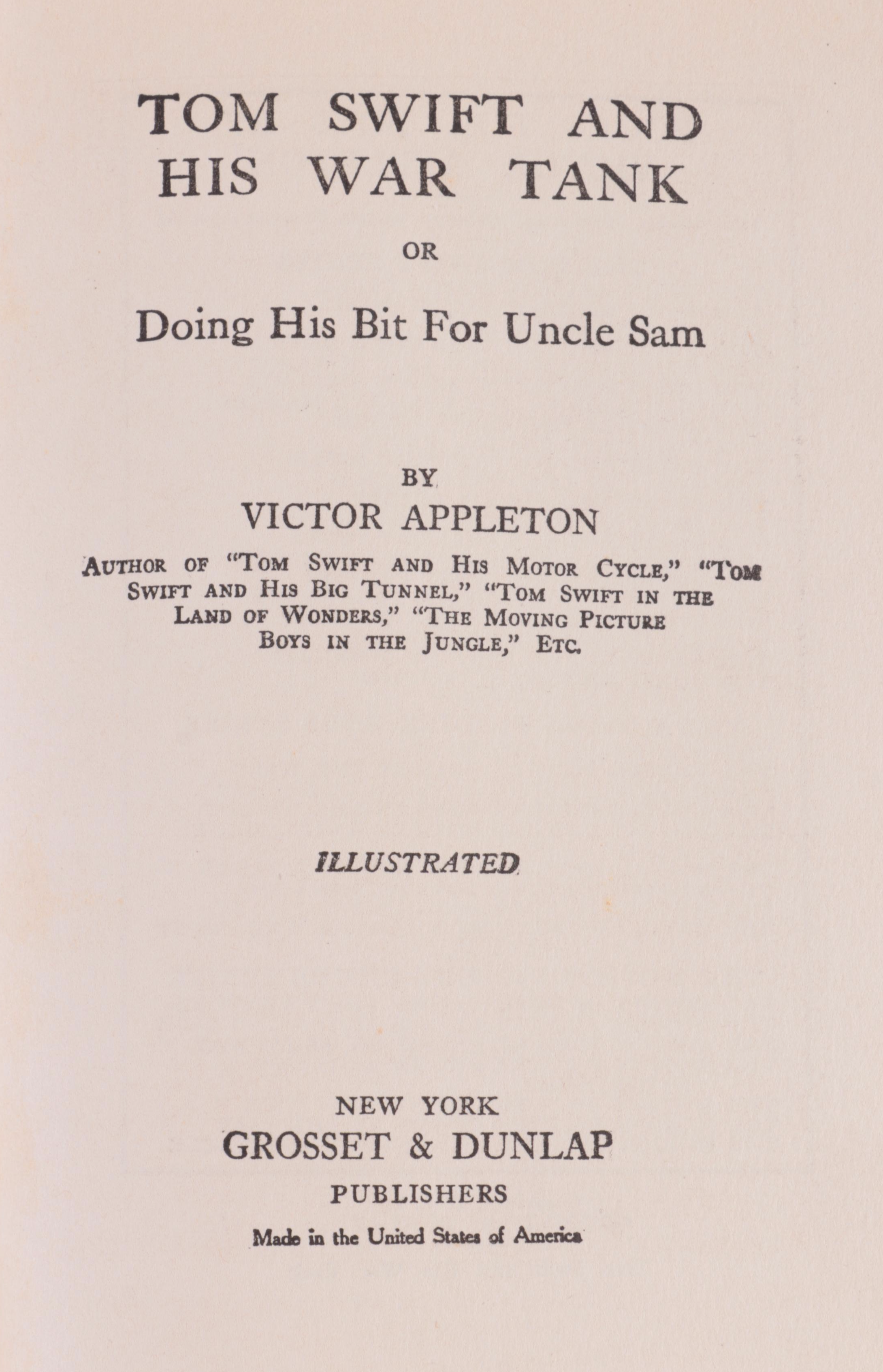"Tom Swift" Partial Series by Victor Appleton, Early/Mid-20th Century