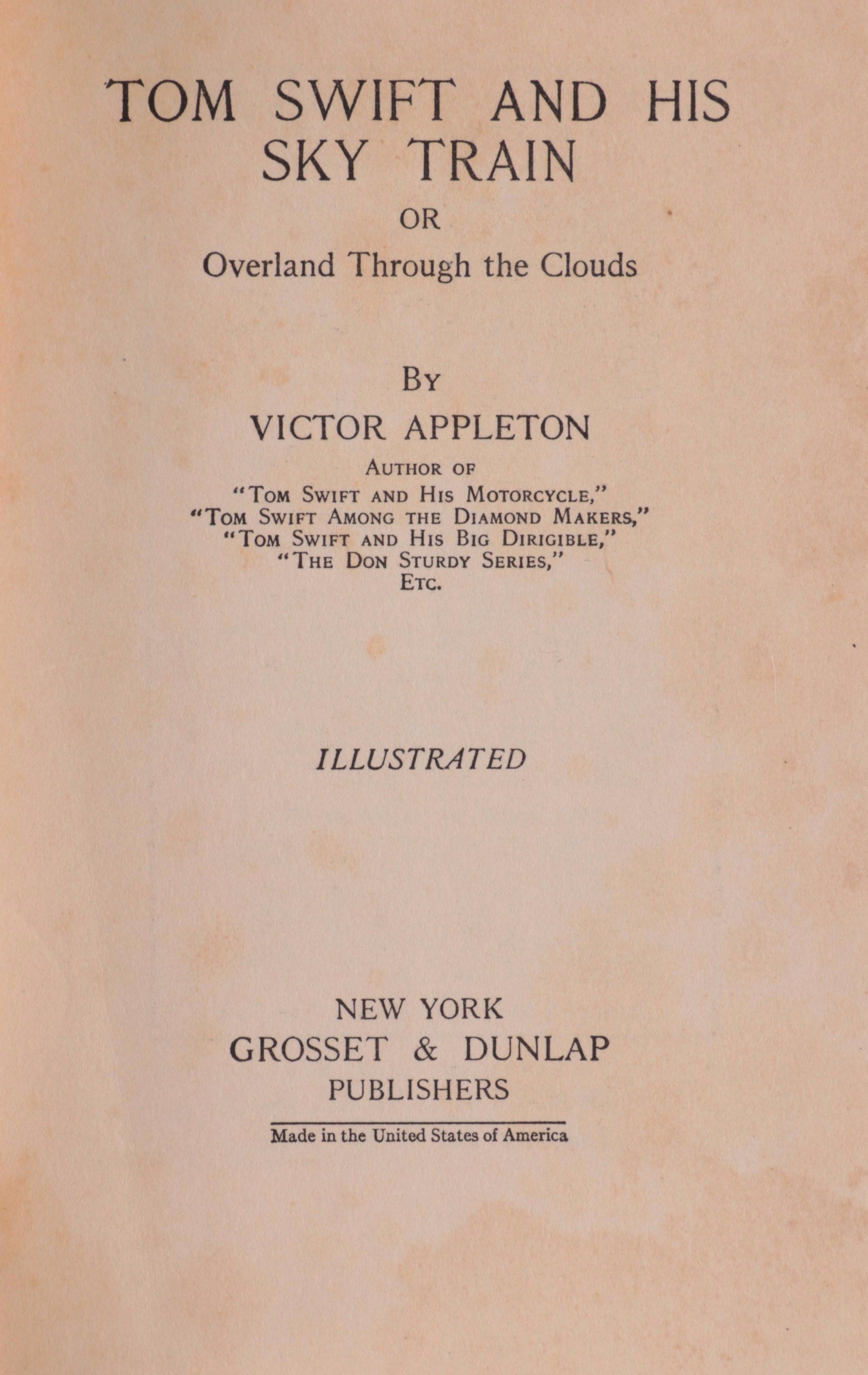 "Tom Swift" Partial Series by Victor Appleton, Early/Mid-20th Century