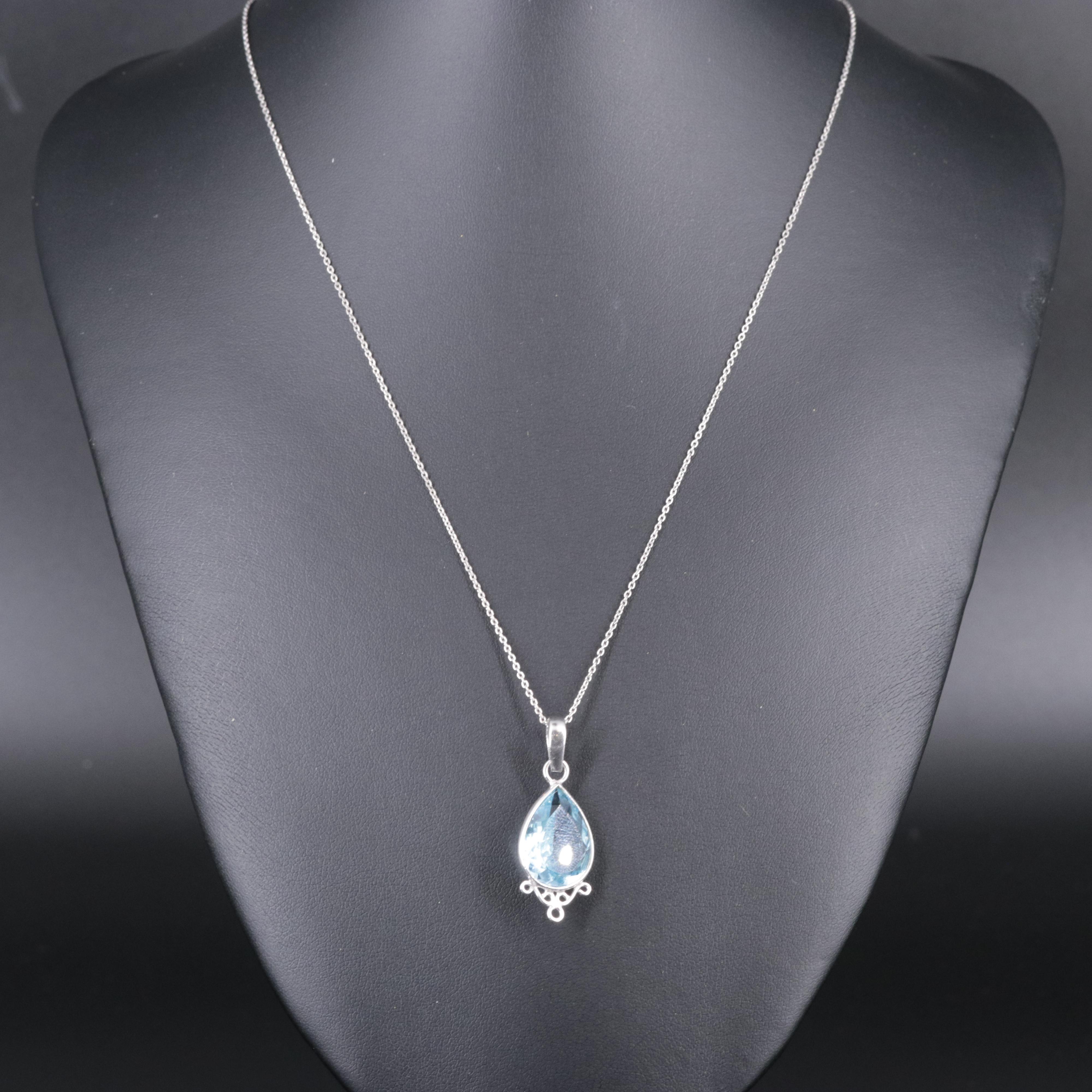 Sterling Silver Gemstone Pendant Necklace