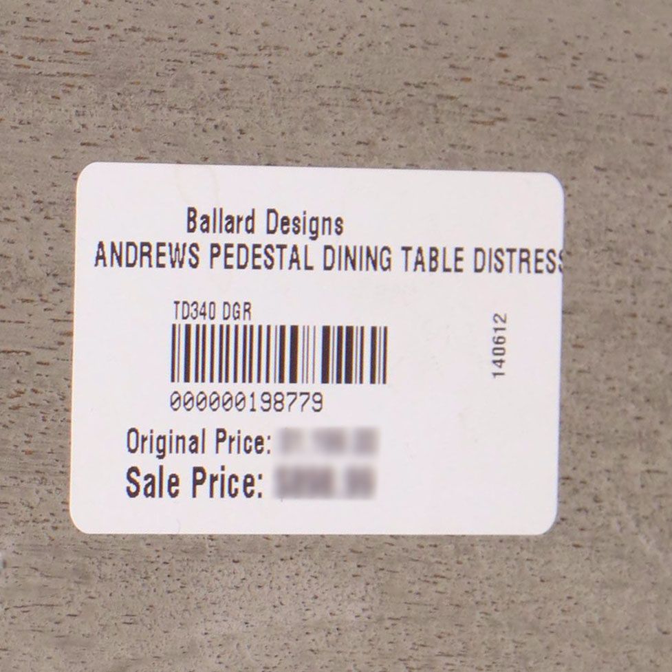 Ballard Designs "Andrews" Mango Wood Pedestal Dining Table