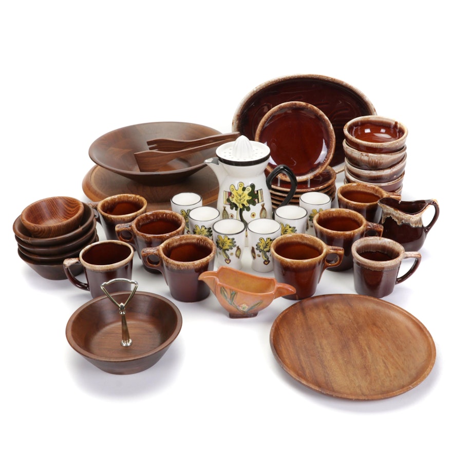 Hull and McCoy Brown Drip Dinnerware and Other Tableware, Mid to Late 20th C.