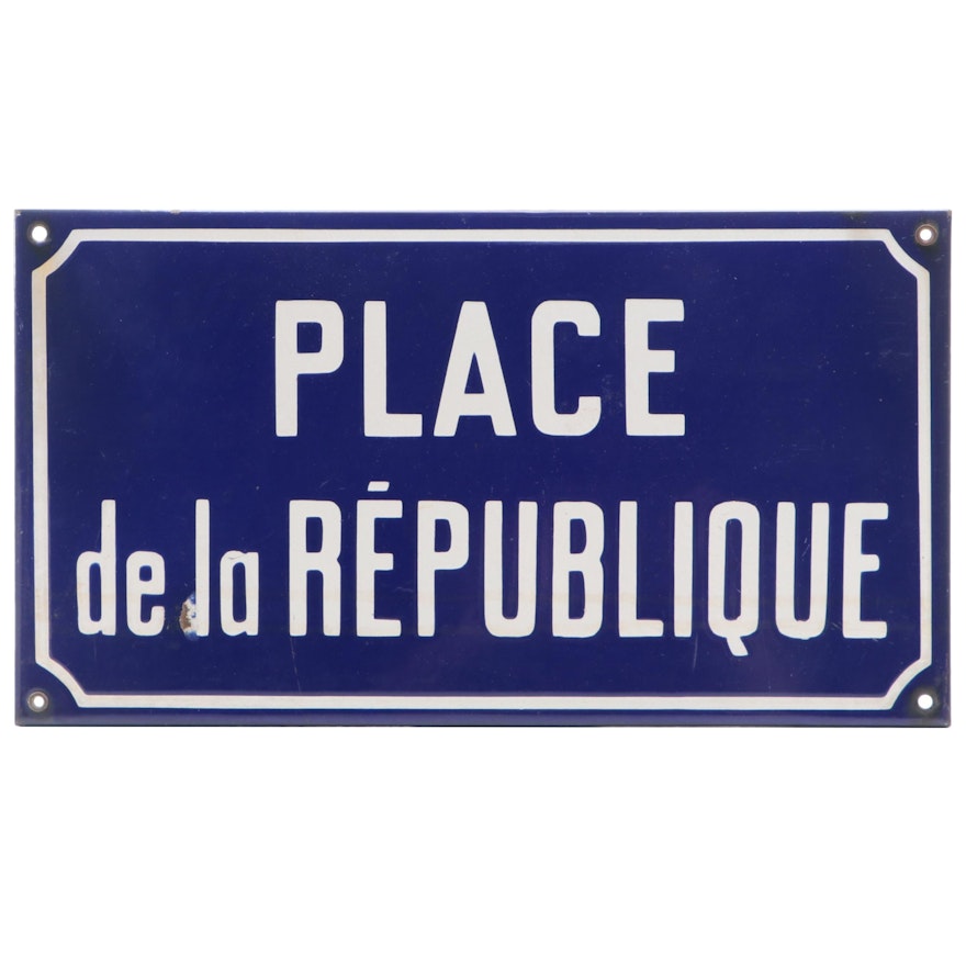 Place de la République Enameled Metal Street Sign