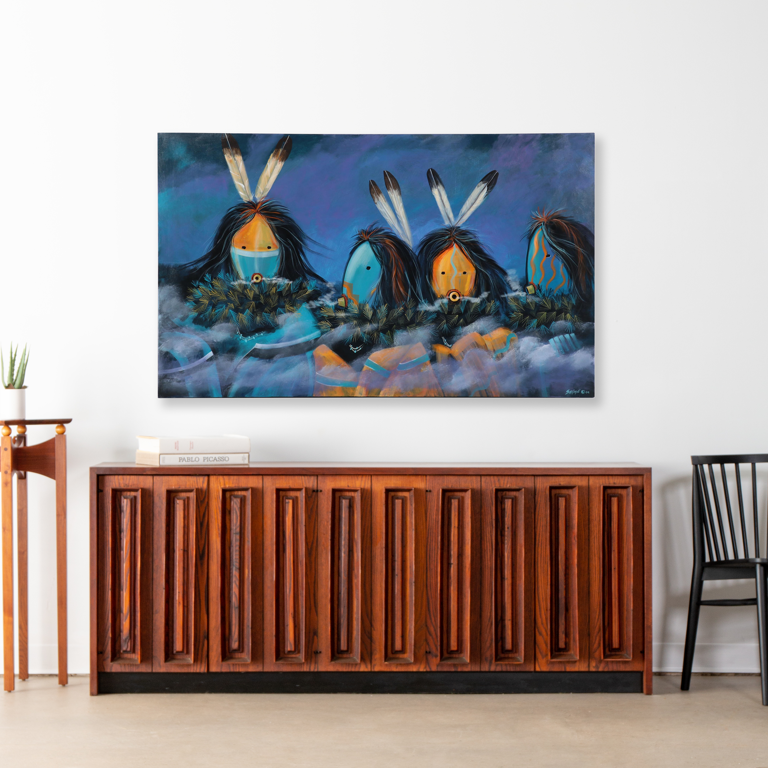 Randall Sahmie Oil Painting of Katsina Figures, 2009