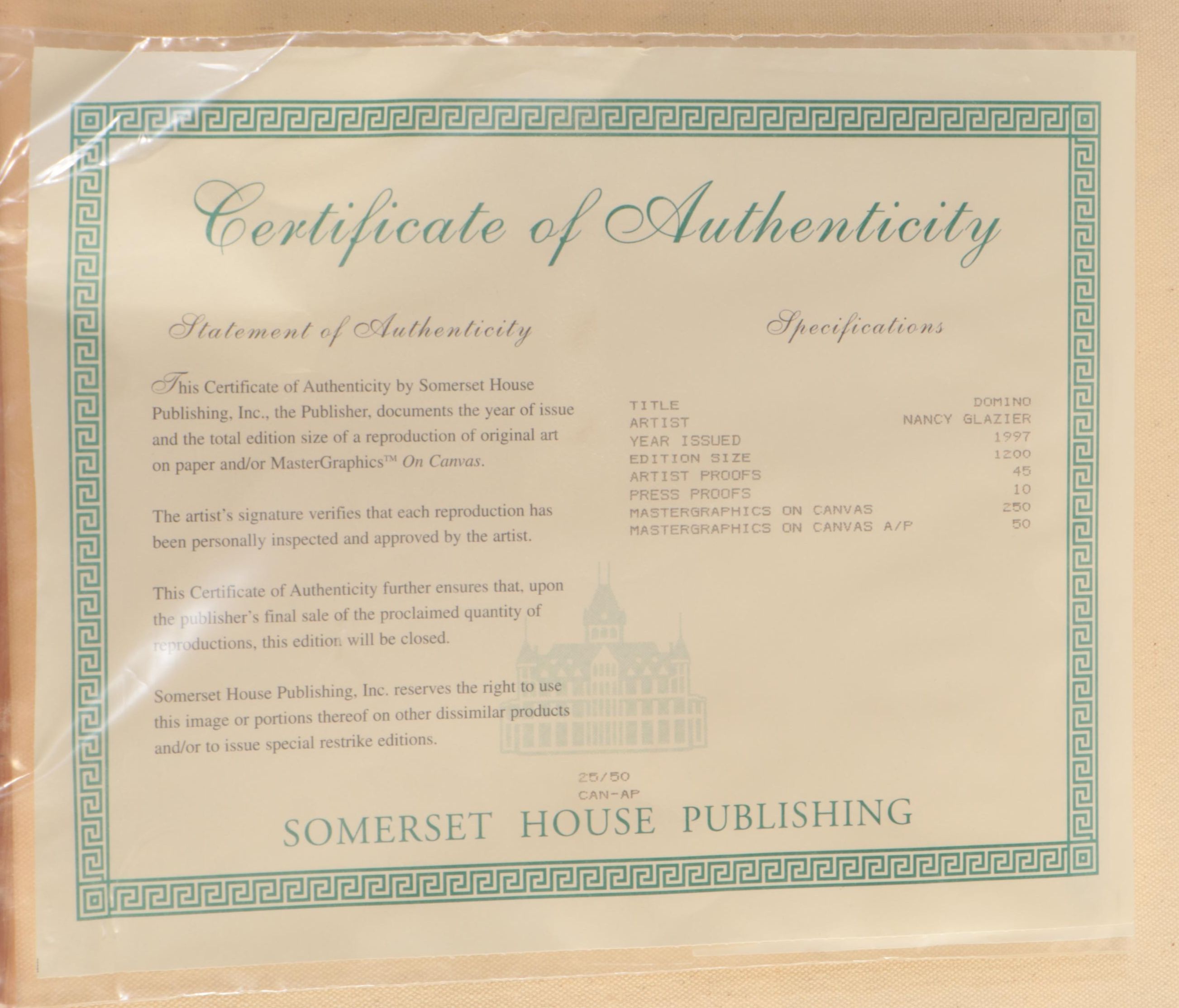 Nancy Glazier Western Offset Lithograph "Domino"