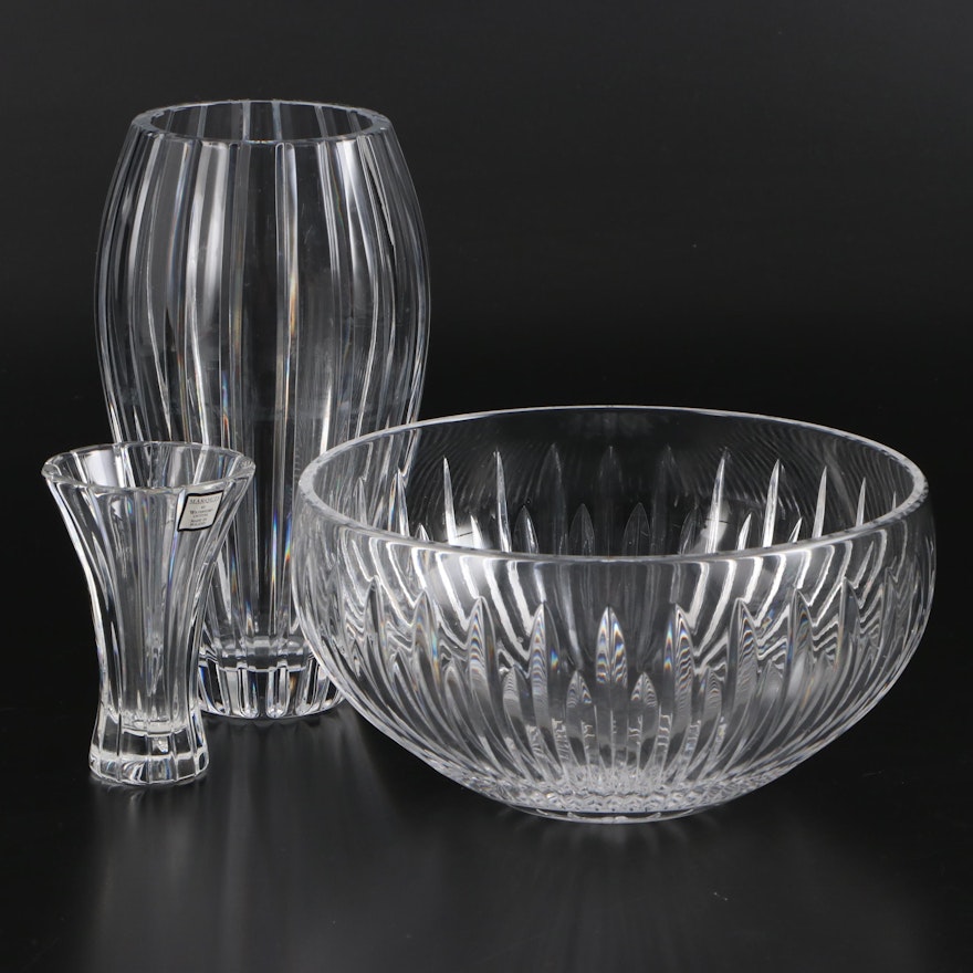 Waterford "Carina" Crystal Bowl with Marquis by Waterford "Palladia" Vases