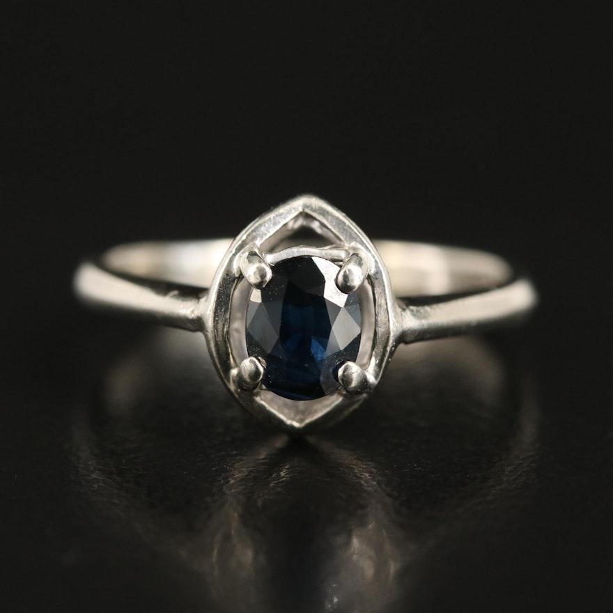 10K Sapphire Navette Ring