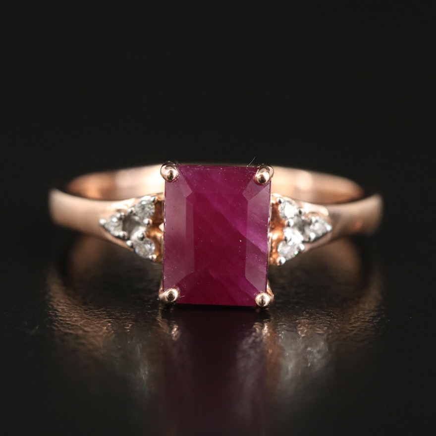 14K Rose Gold 1.60 CT Ruby and Diamond Ring