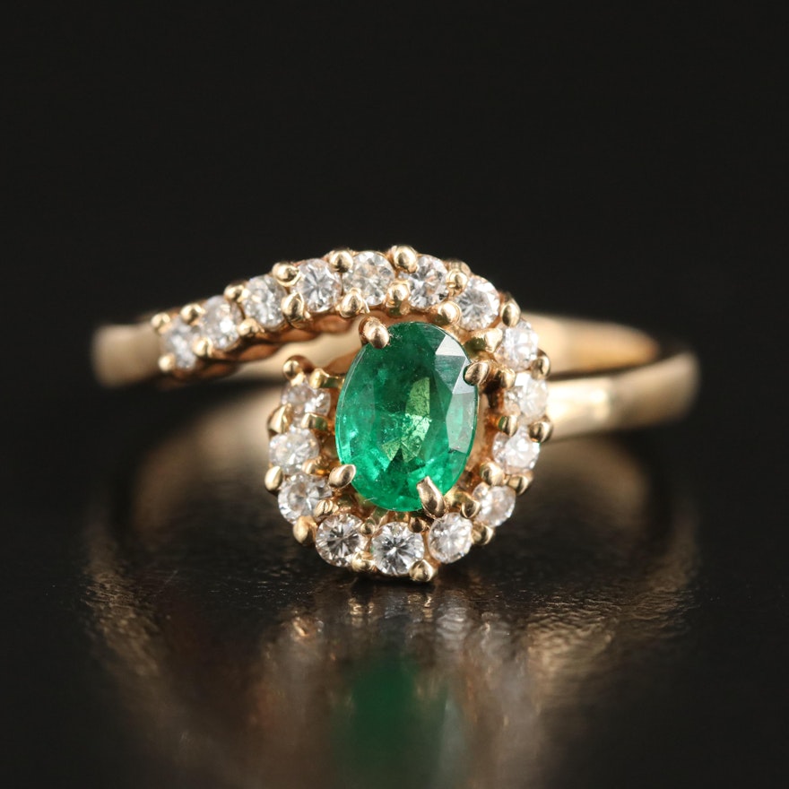 14K Emerald and Diamond Ring