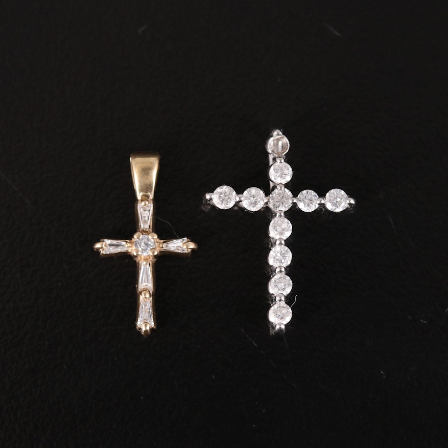 14K and Diamond Cross Pendants