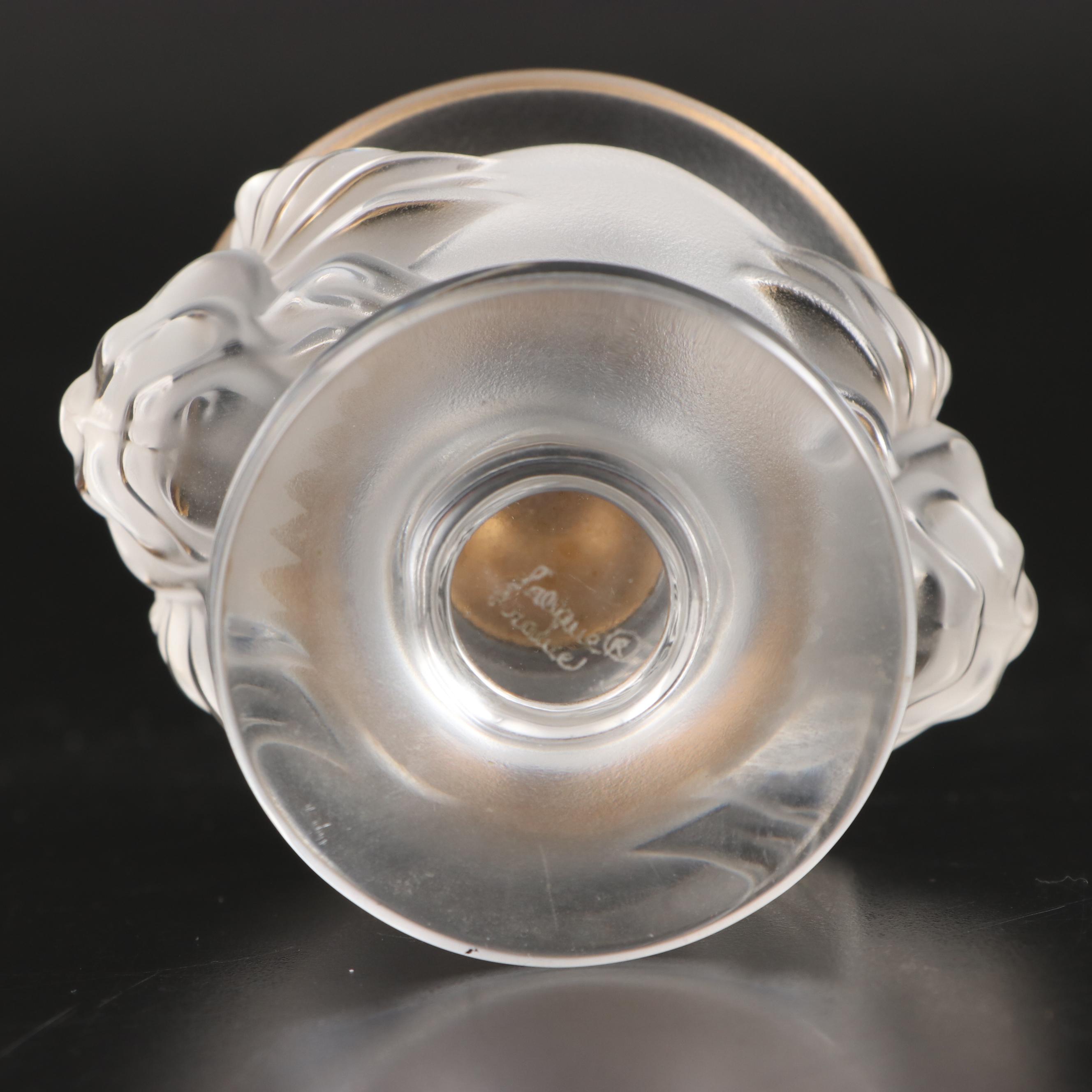Lalique "Tête de Lion" Frosted and Clear Crystal Lighter and Cigarette Holder