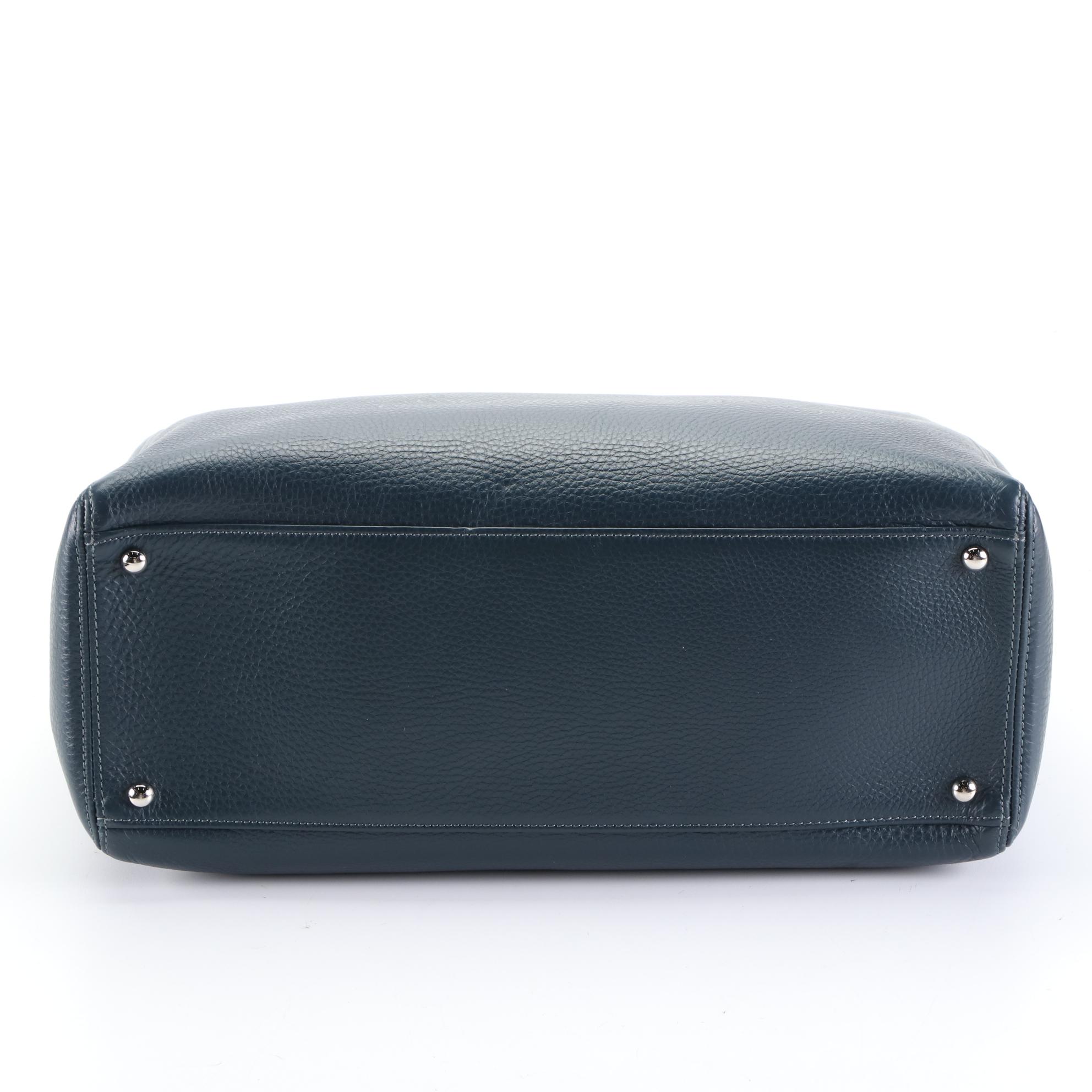 Chanel Cerf Executive Medium Tote in Blue Grained Leather with CC Turnlock