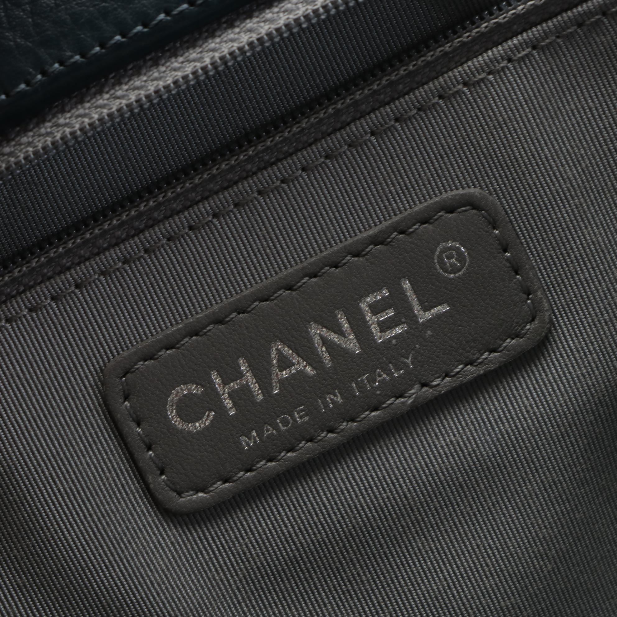 Chanel Cerf Executive Medium Tote in Blue Grained Leather with CC Turnlock